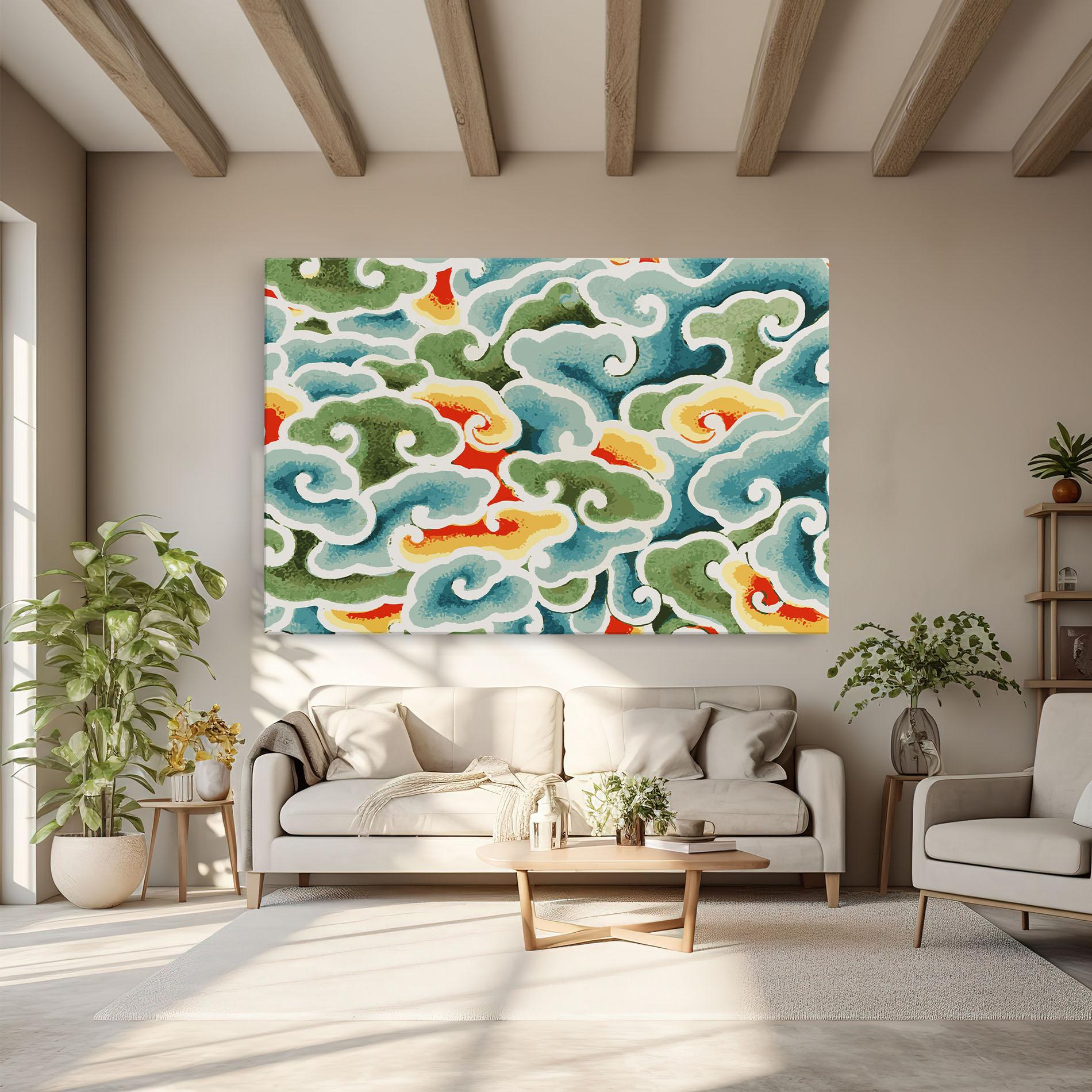 Vászonkép Green Blue Clouds mockup 6