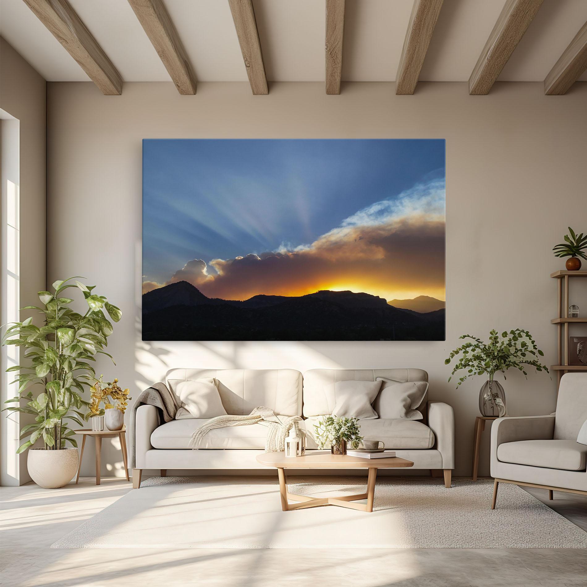 Vászonkép Mountain Silhouette Sunrise mockup 6