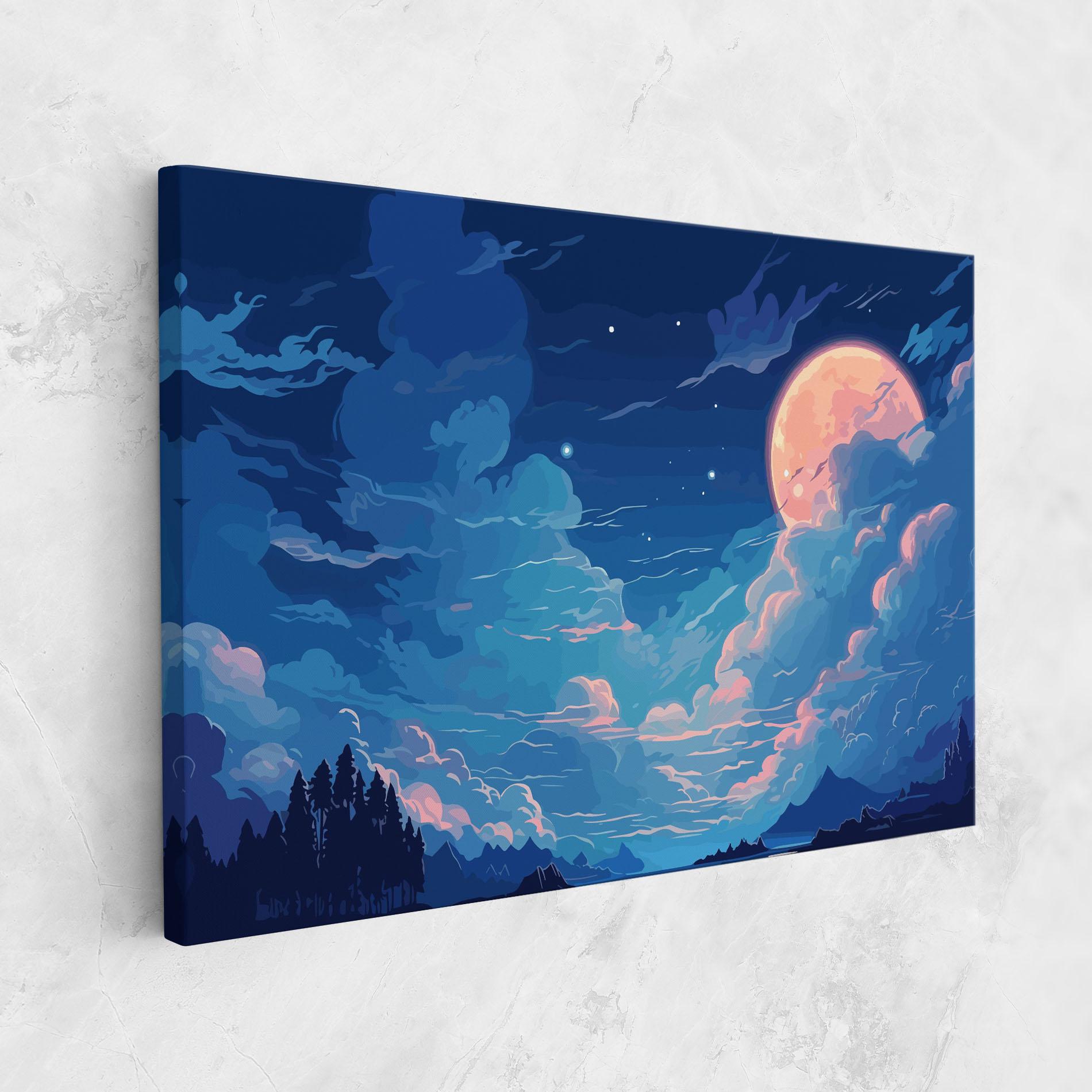 Vászonkép Blue Cloud Moon mockup 1