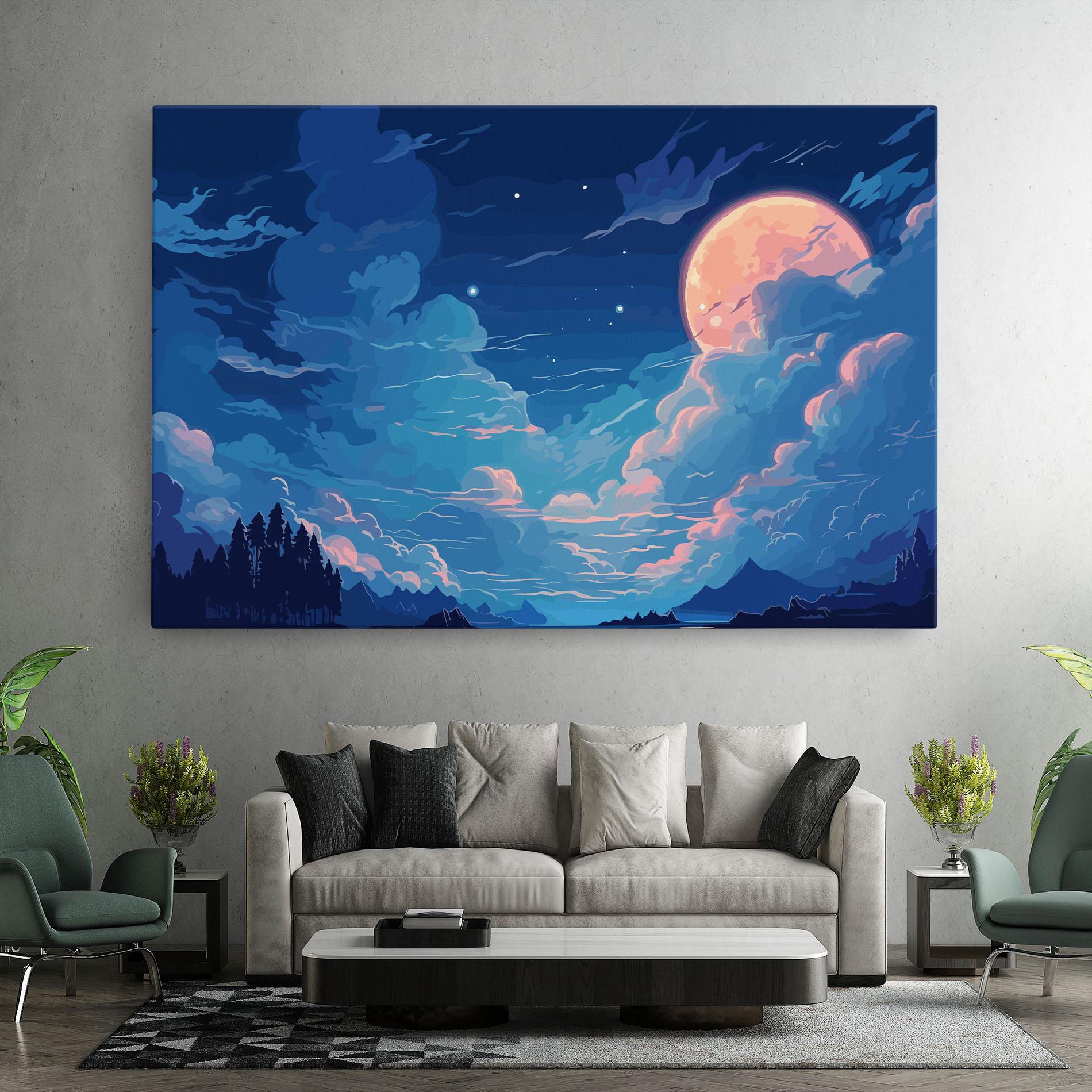 Vászonkép Blue Cloud Moon mockup 7