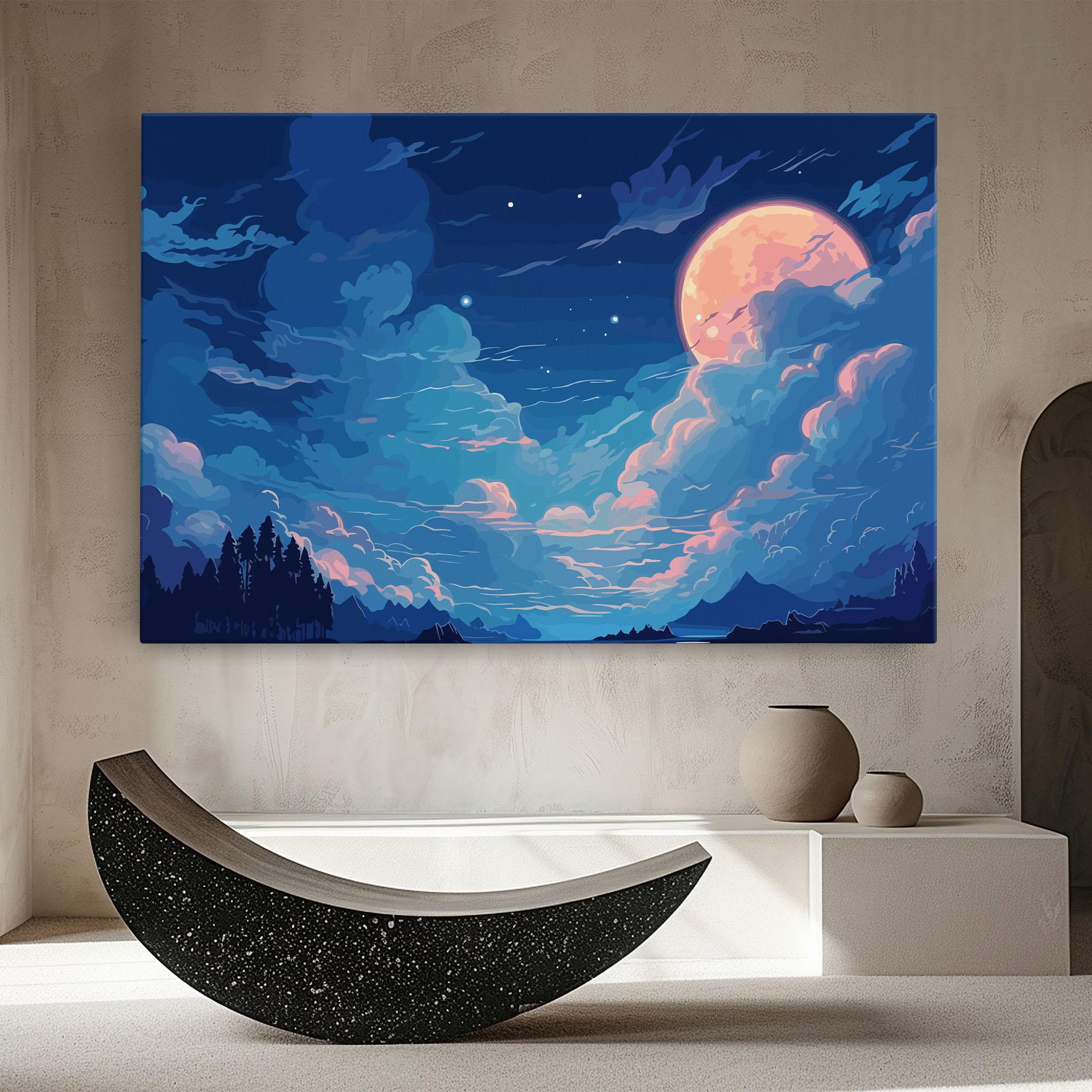 Vászonkép Blue Cloud Moon mockup 8