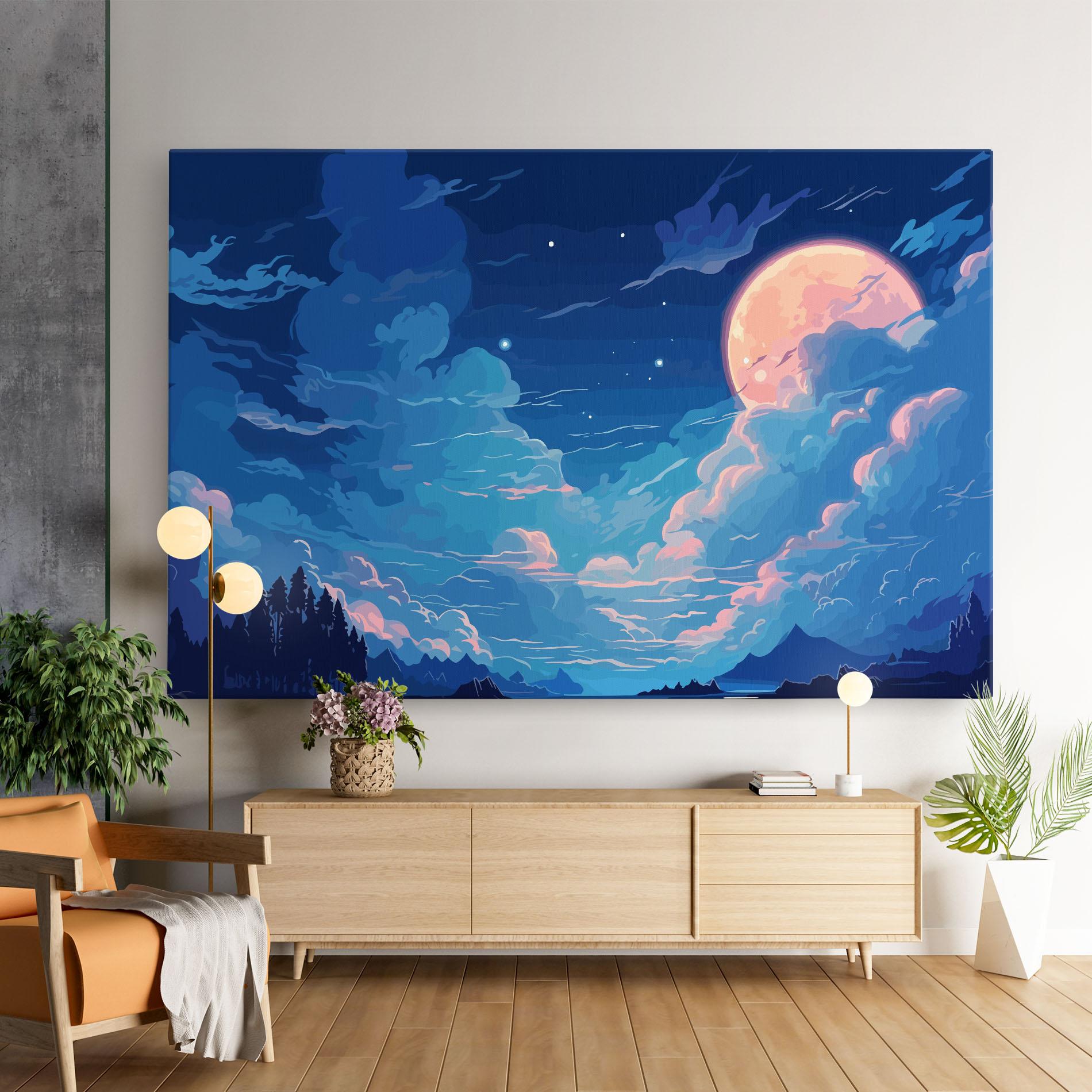 Vászonkép Blue Cloud Moon mockup 9
