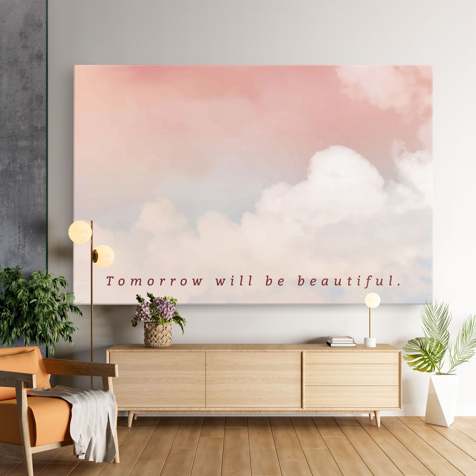 Clouds Text Pink Blue mockup 9
