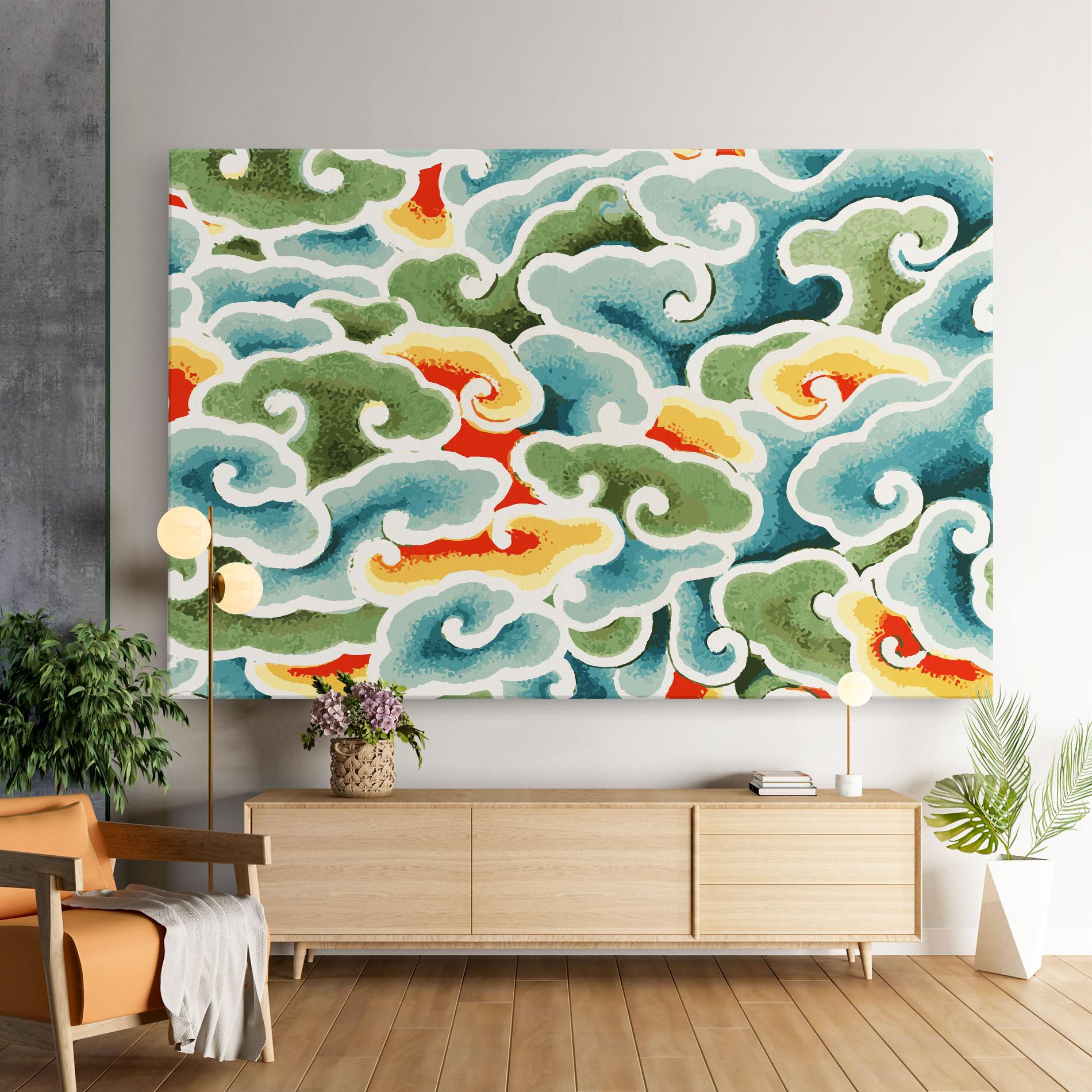 Vászonkép Green Blue Clouds mockup 9