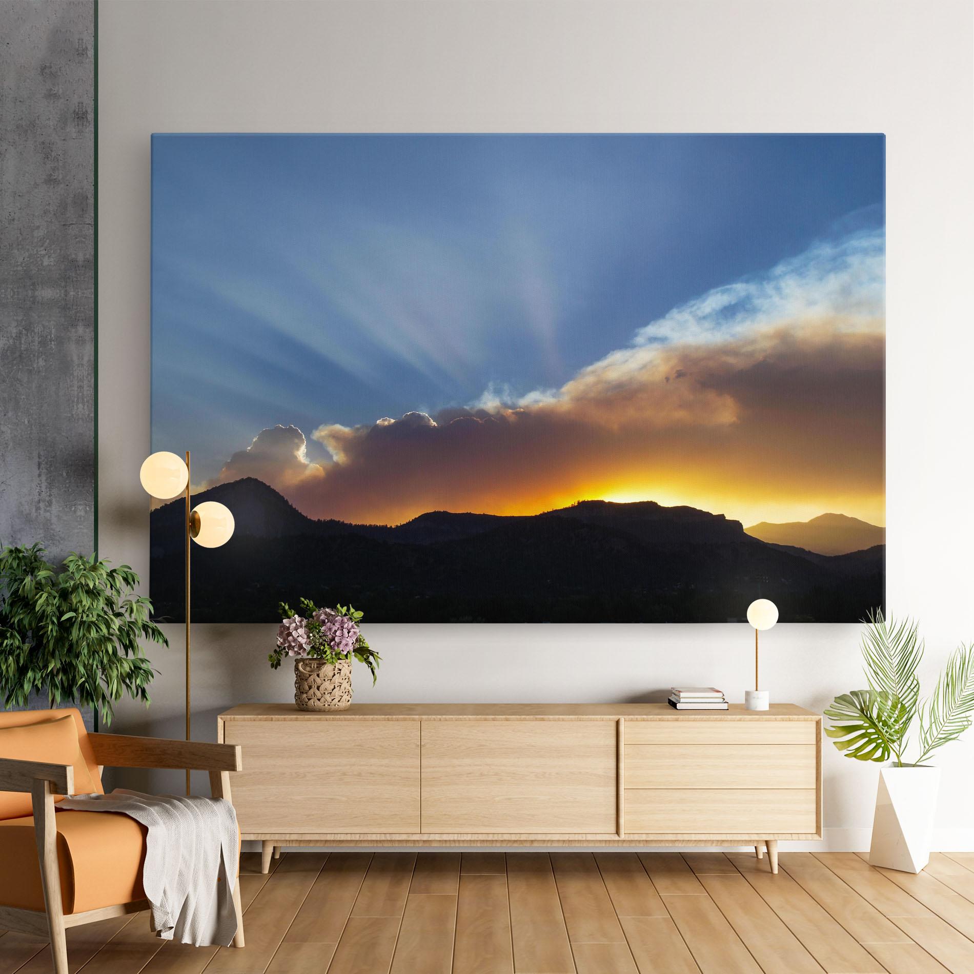 Vászonkép Mountain Silhouette Sunrise mockup 9