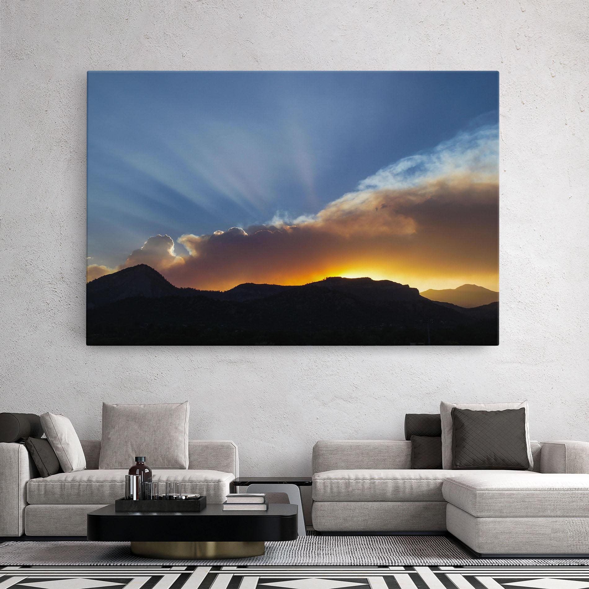 Vászonkép Mountain Silhouette Sunrise mockup 2