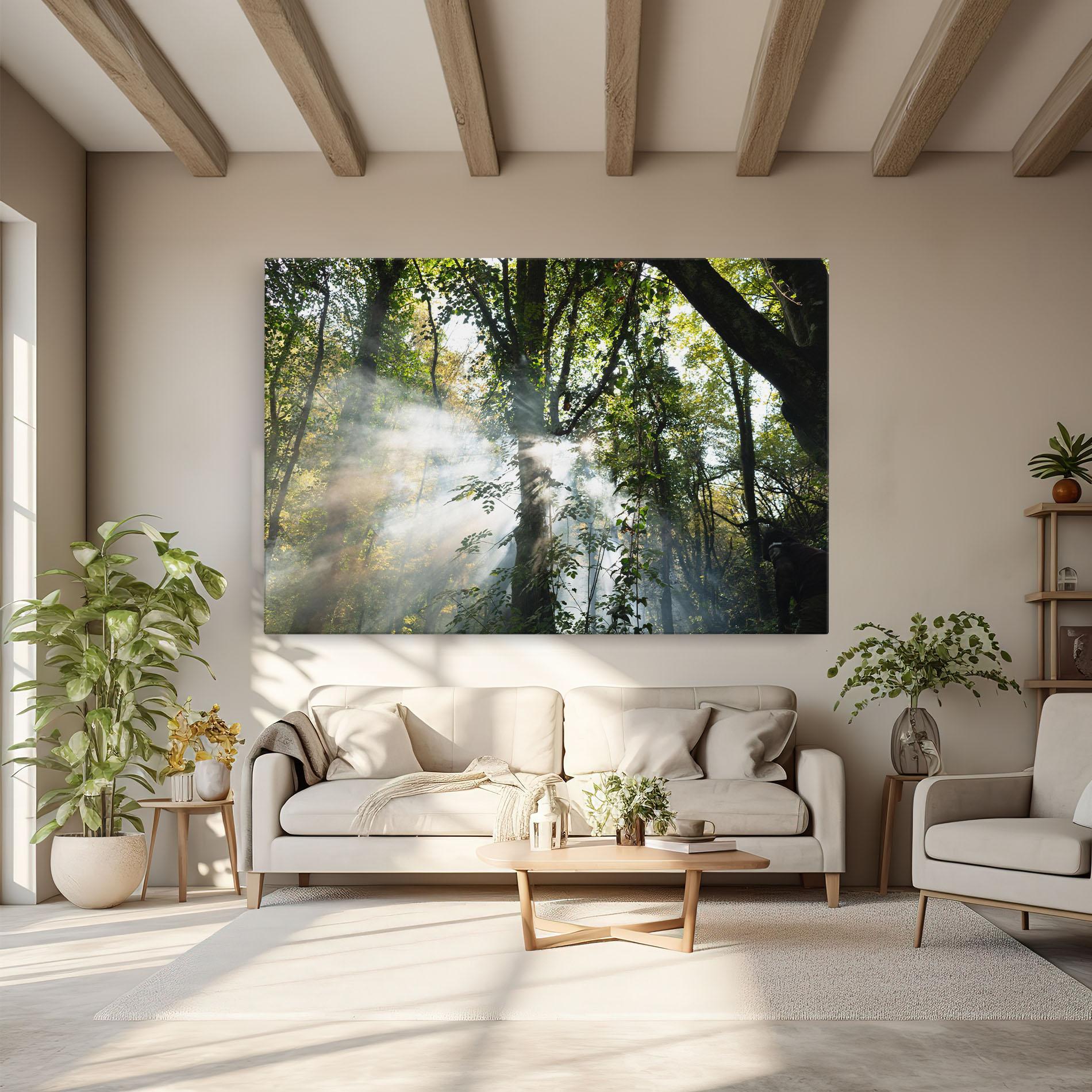 Vászonkép Foggy Light Forest mockup 6