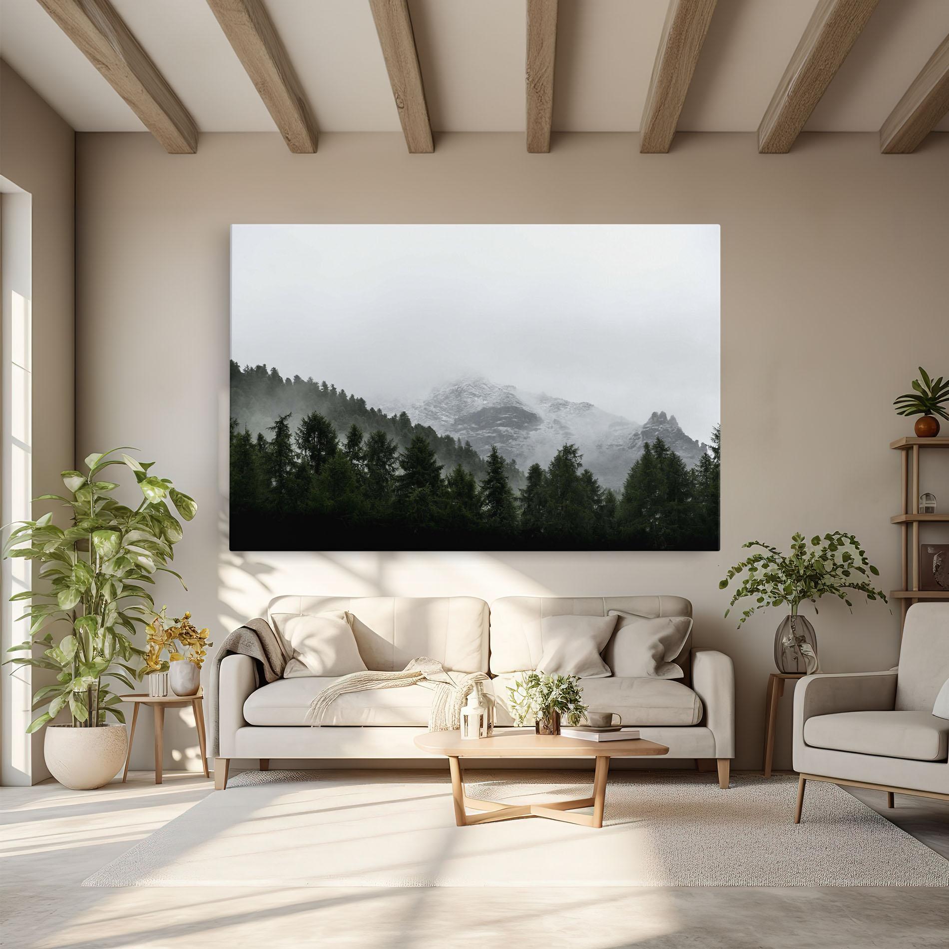 Vászonkép Foggy Mountain Forest mockup 6