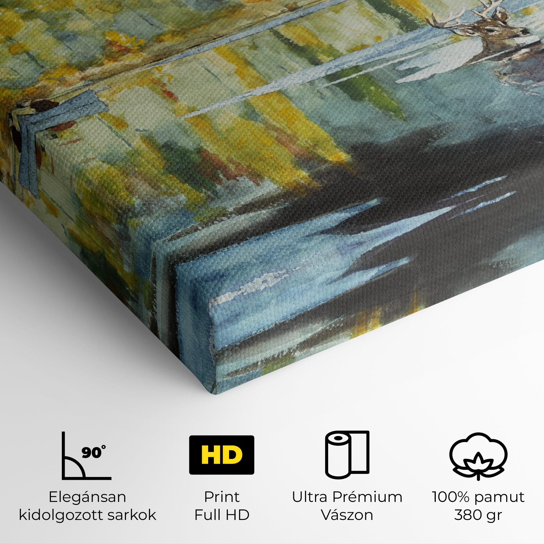 Vászonkép Trees Painting Lake mockup 4