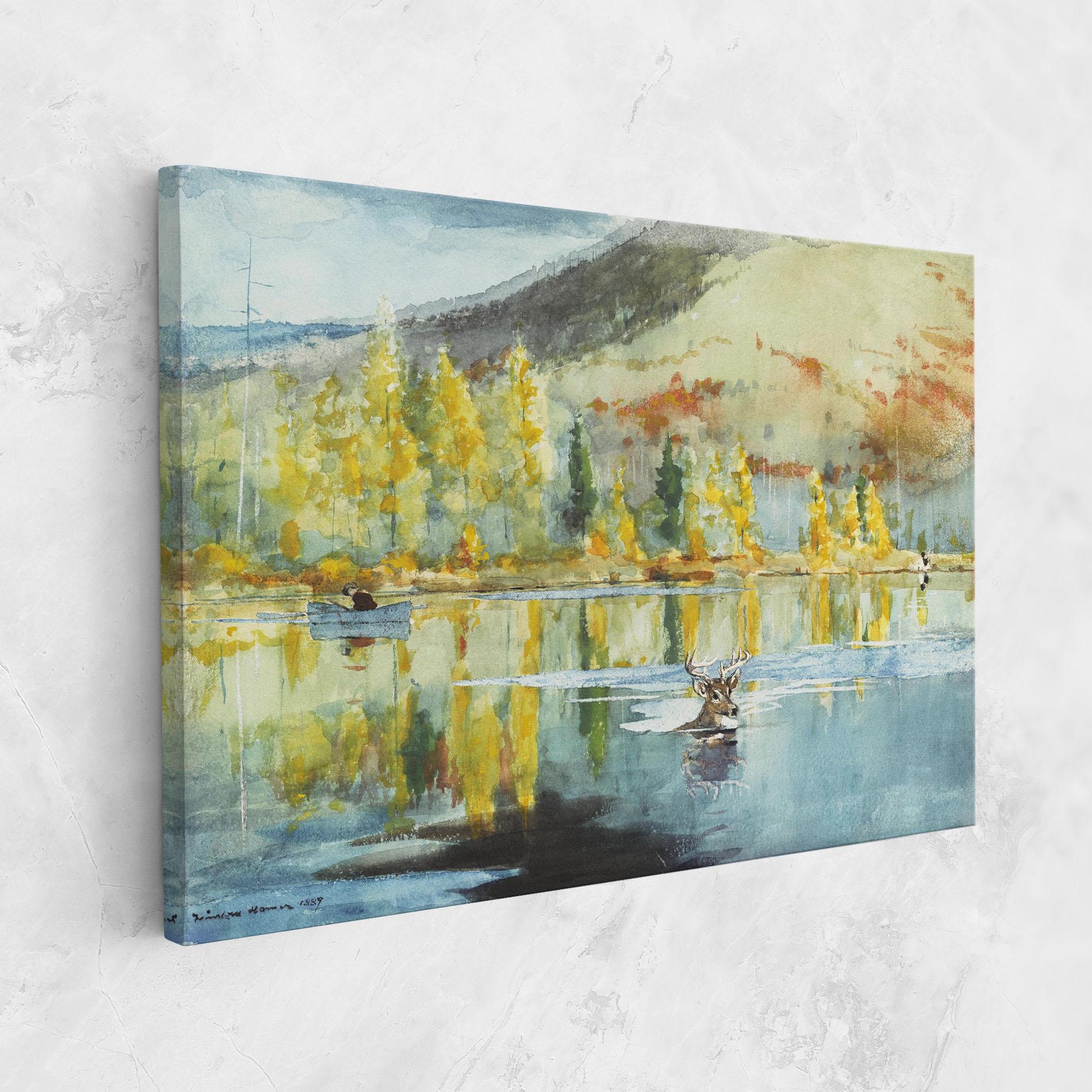 Vászonkép Trees Painting Lake mockup 1