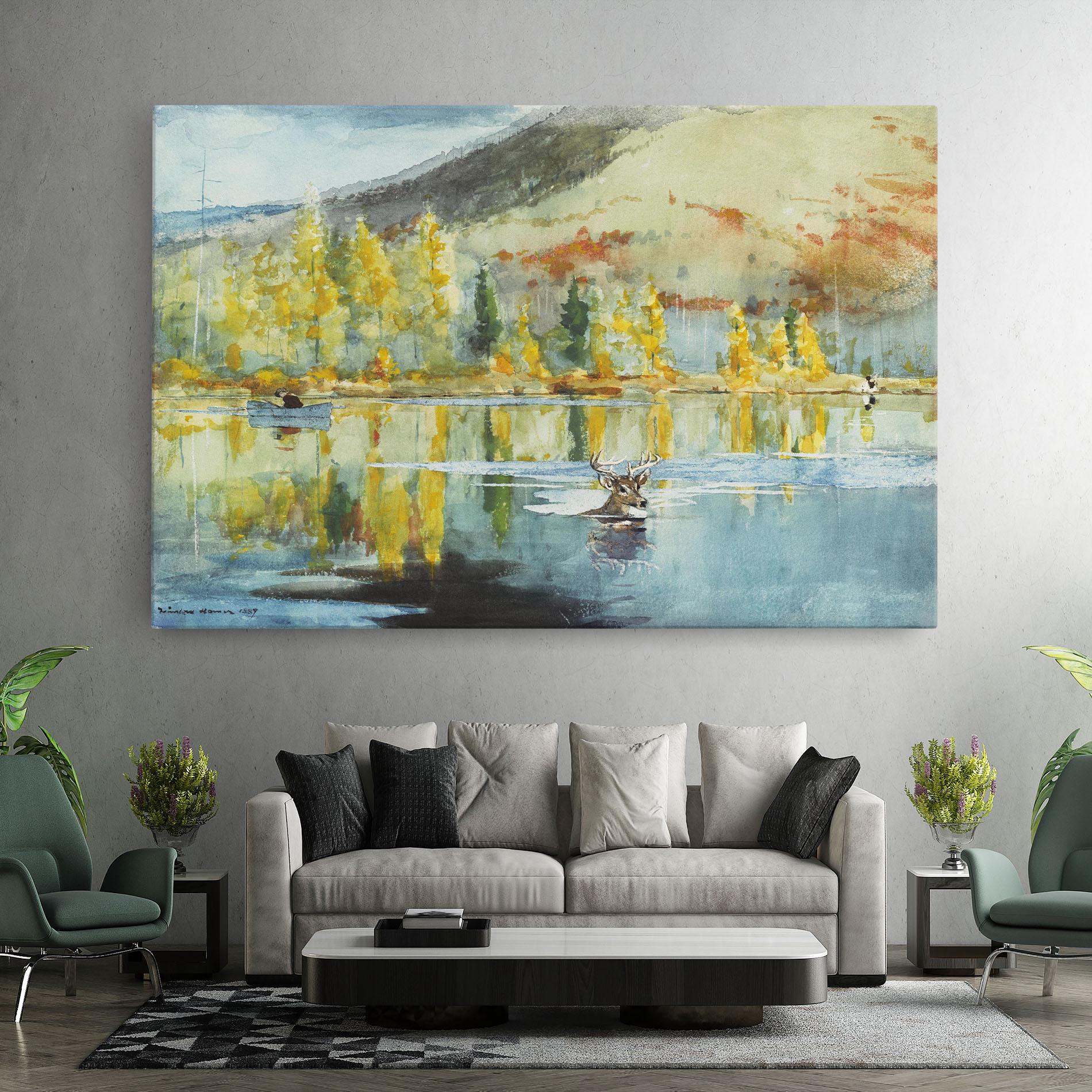 Vászonkép Trees Painting Lake mockup 7