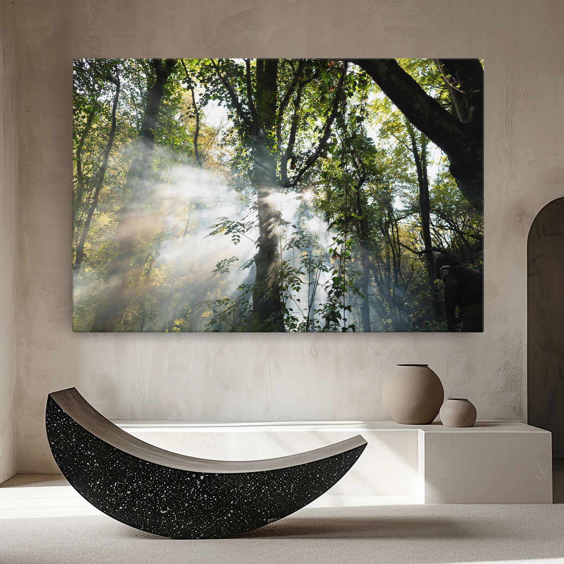 Vászonkép Foggy Light Forest mockup 8