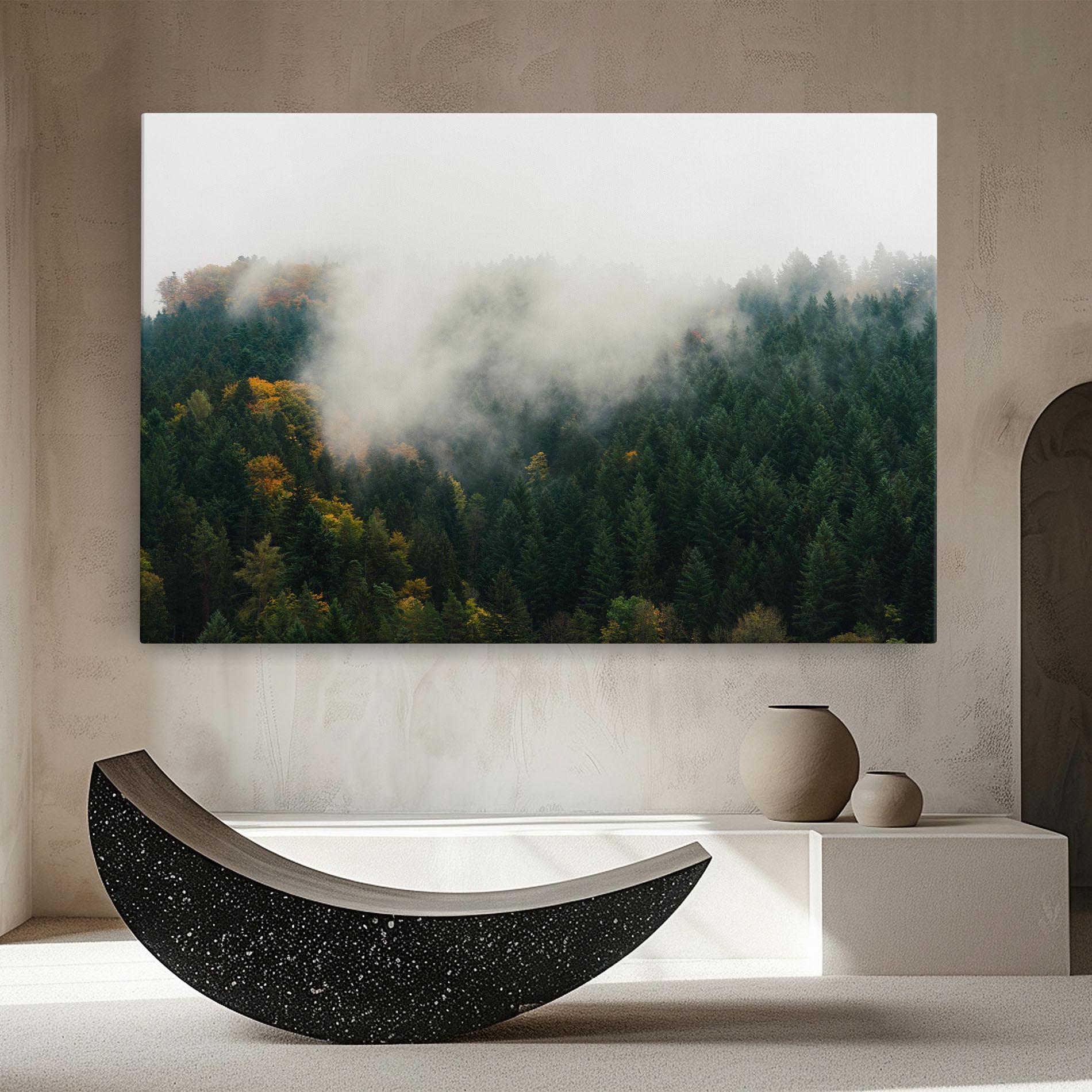 Vászonkép Foggy Tree Forest mockup 8