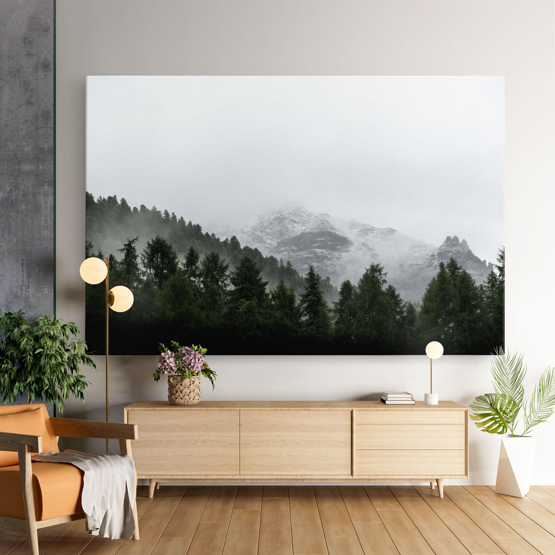 Vászonkép Foggy Mountain Forest mockup 9