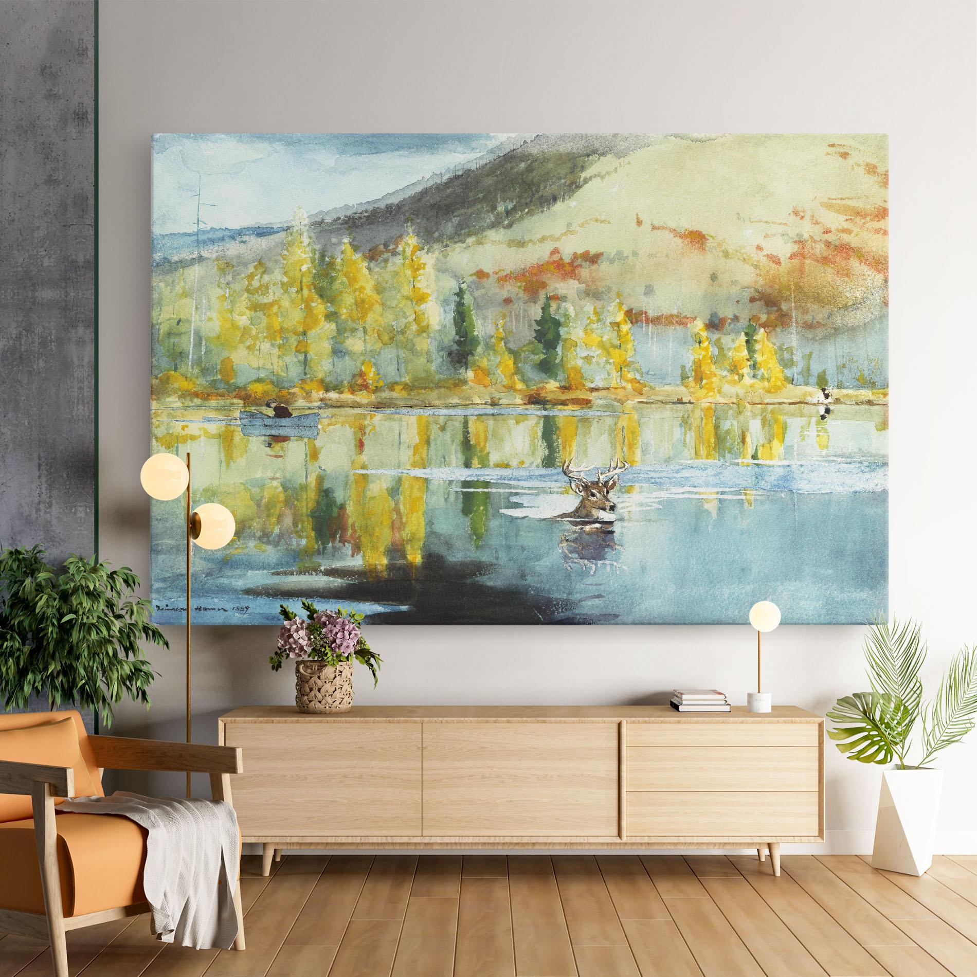 Vászonkép Trees Painting Lake mockup 9