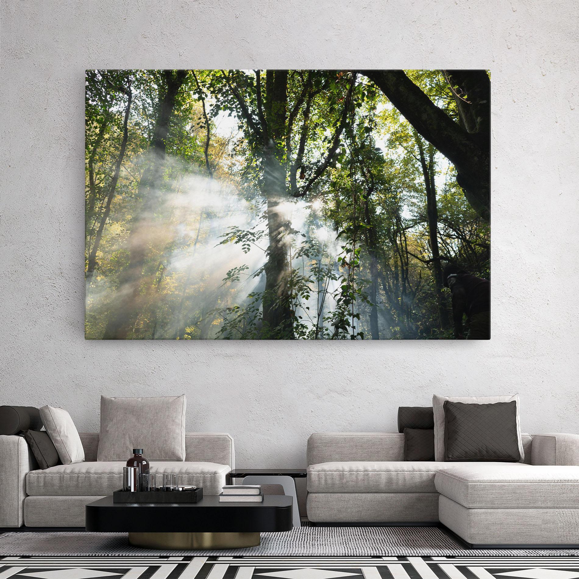 Vászonkép Foggy Light Forest mockup 2