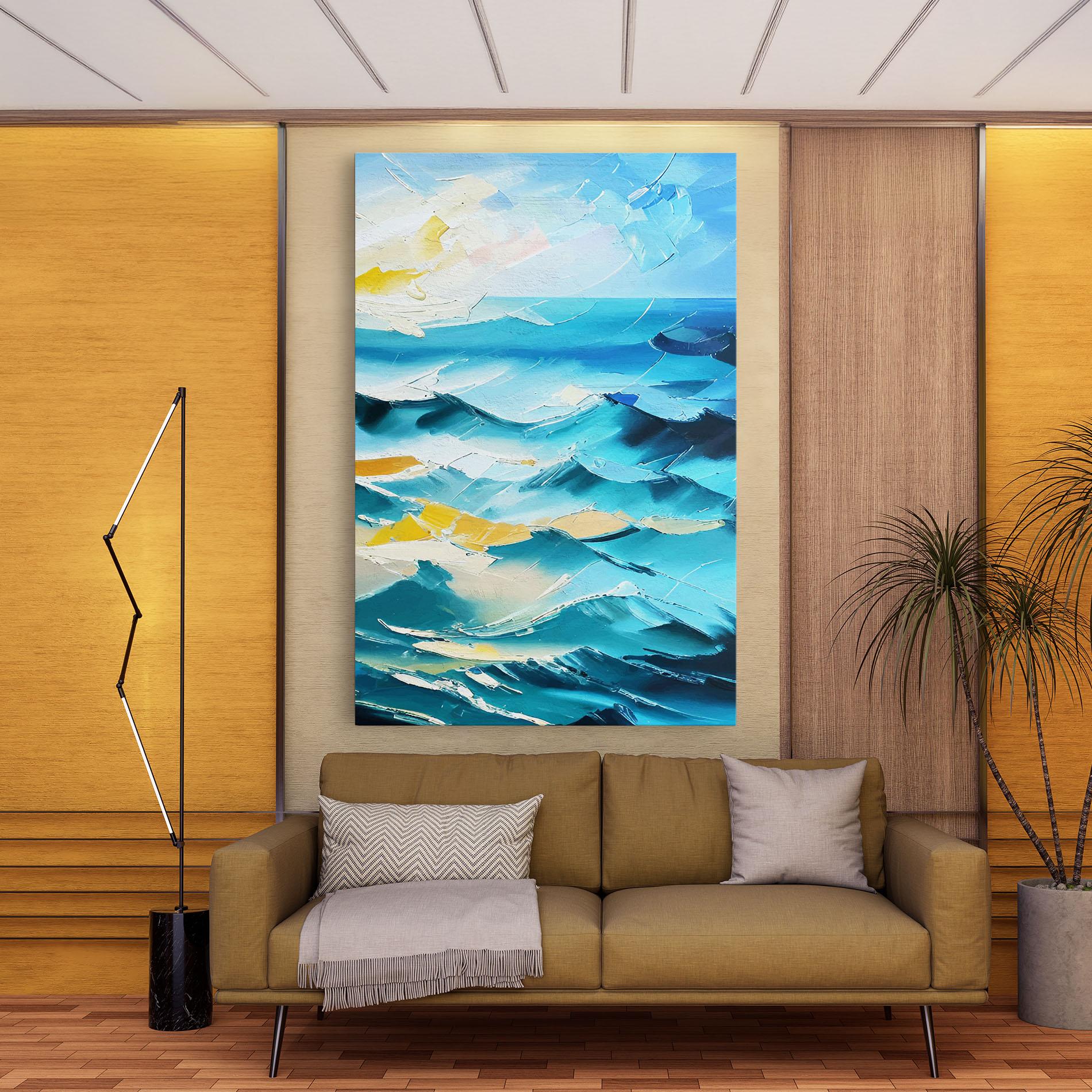 Vászonkép Blue Ocean Painting mockup 9