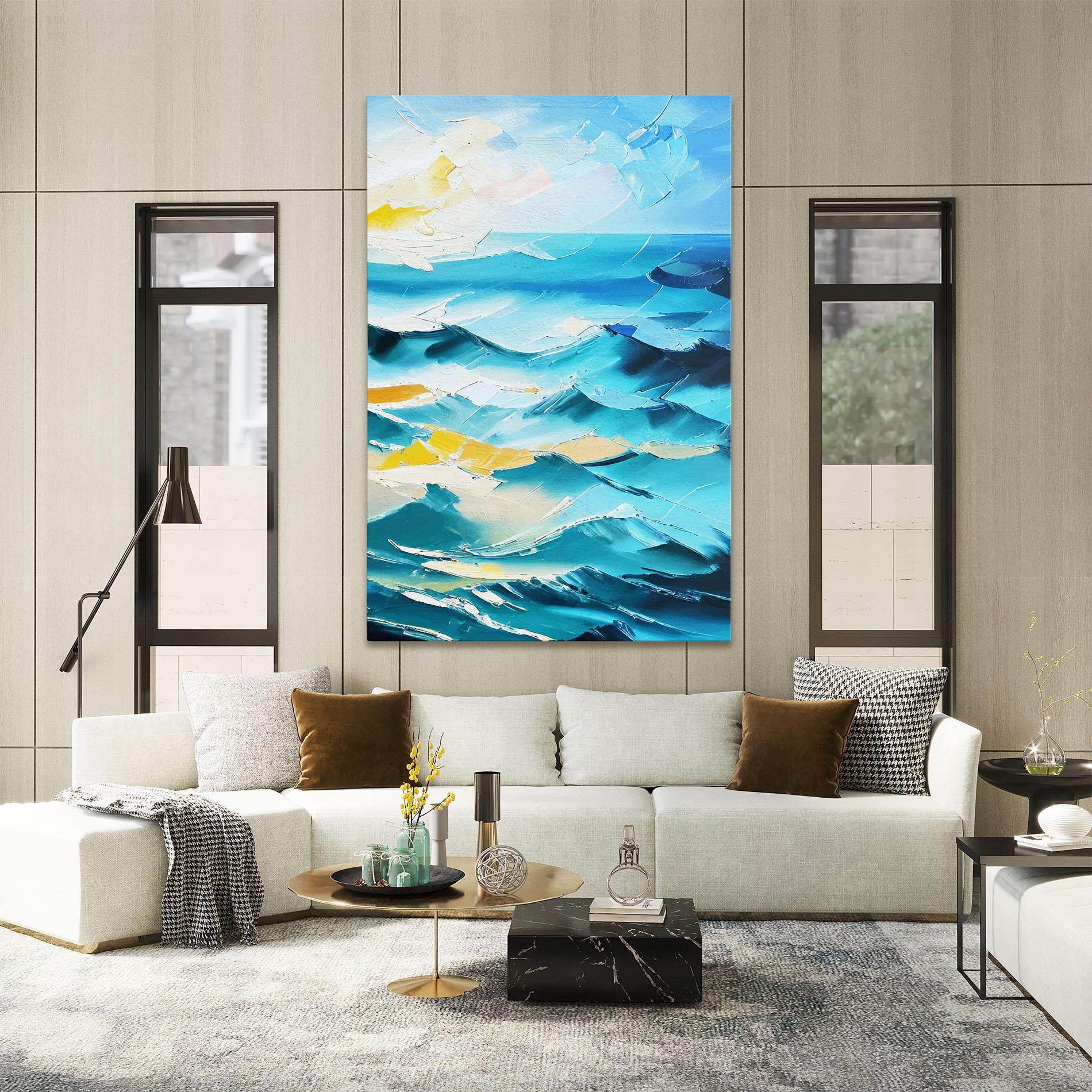 Vászonkép Blue Ocean Painting mockup 2