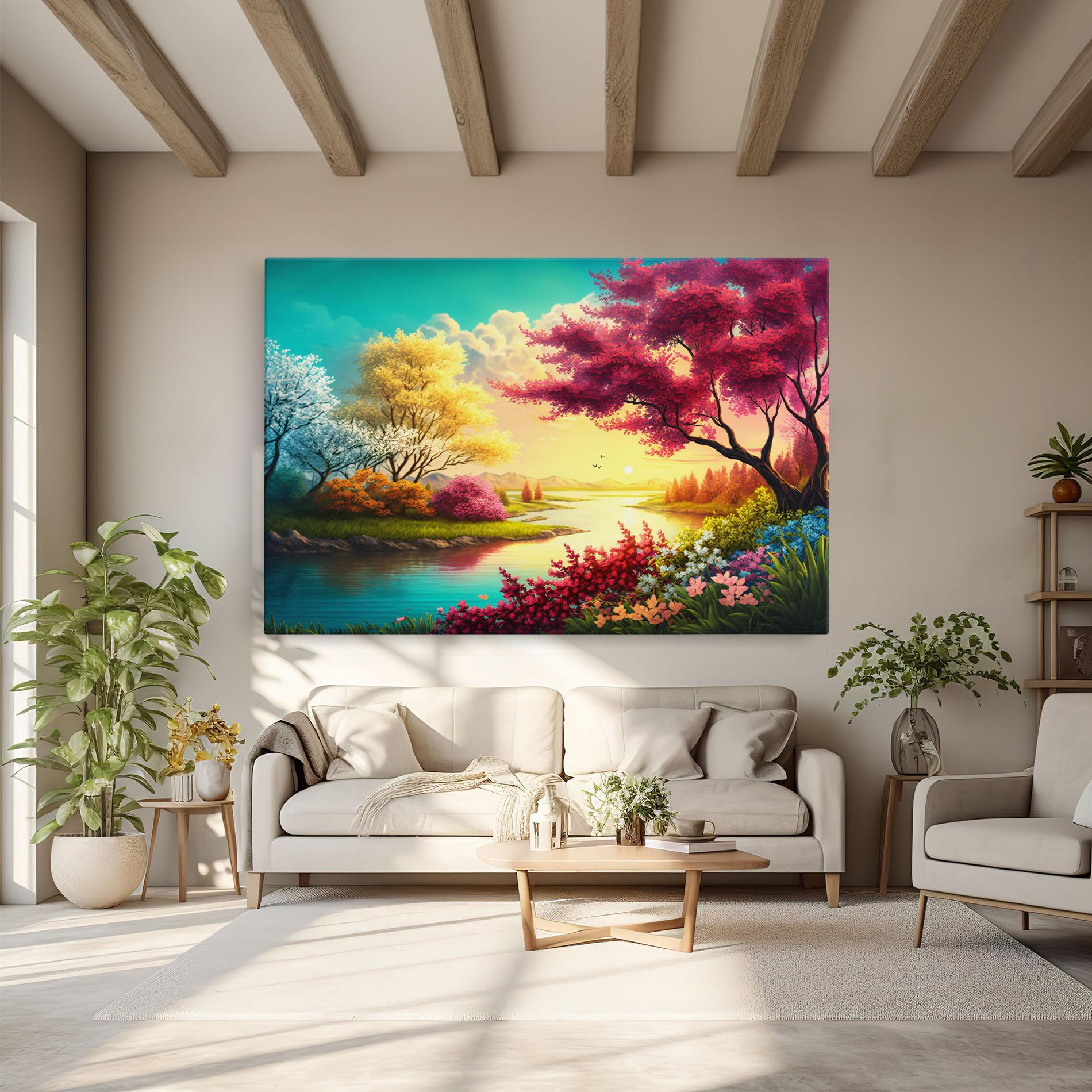 Vászonkép Pink Yellow Trees mockup 6