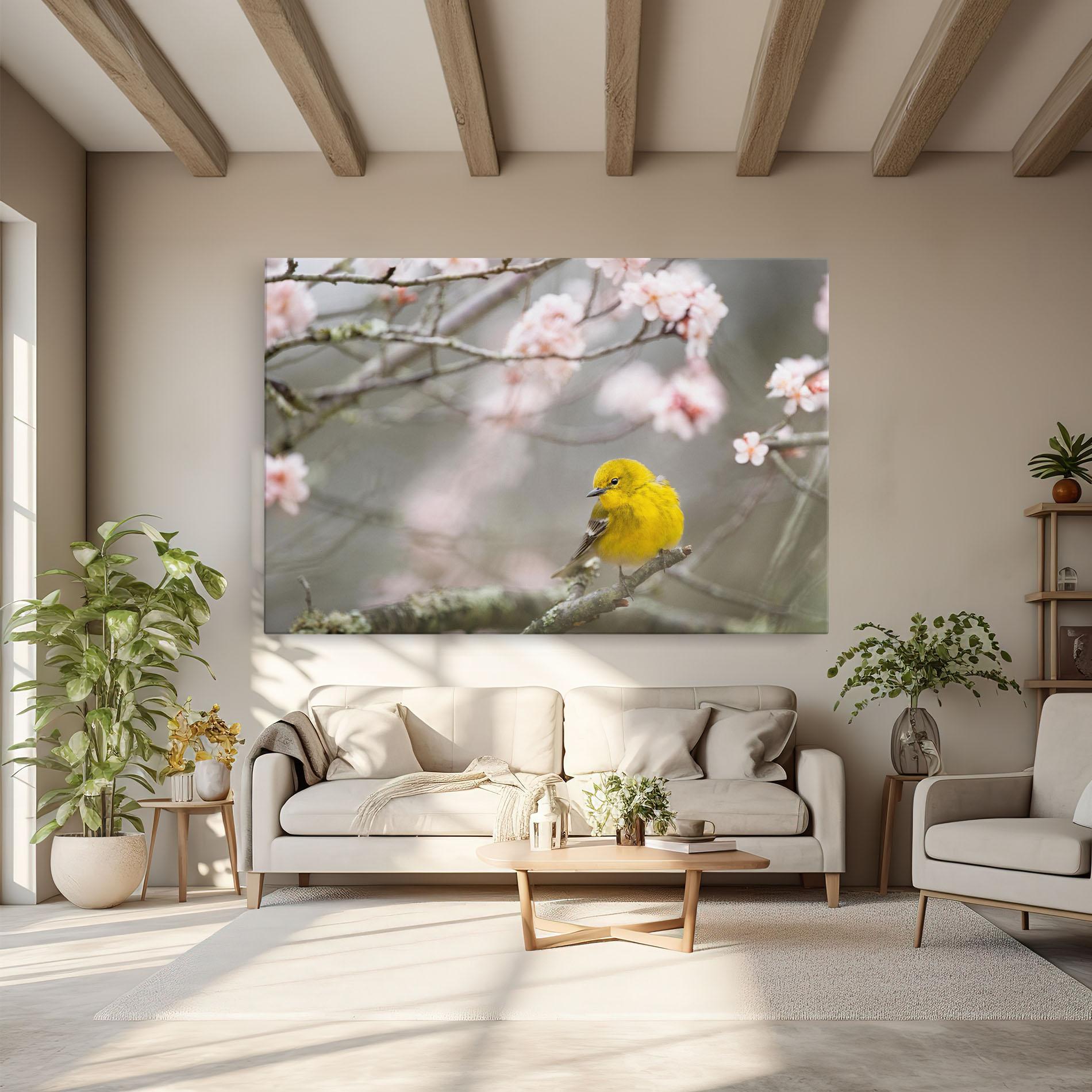 Vászonkép Pretty Spring Yellow Bird mockup 6