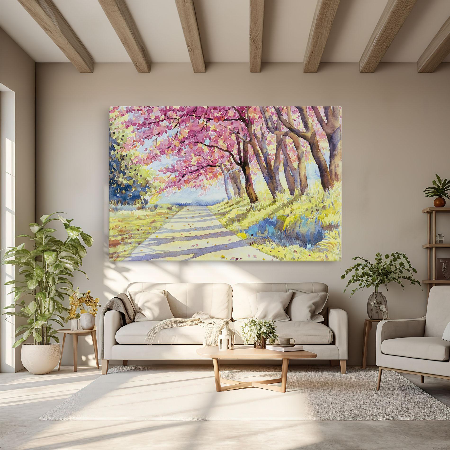 Vászonkép Watercolor Spring Landscape mockup 6