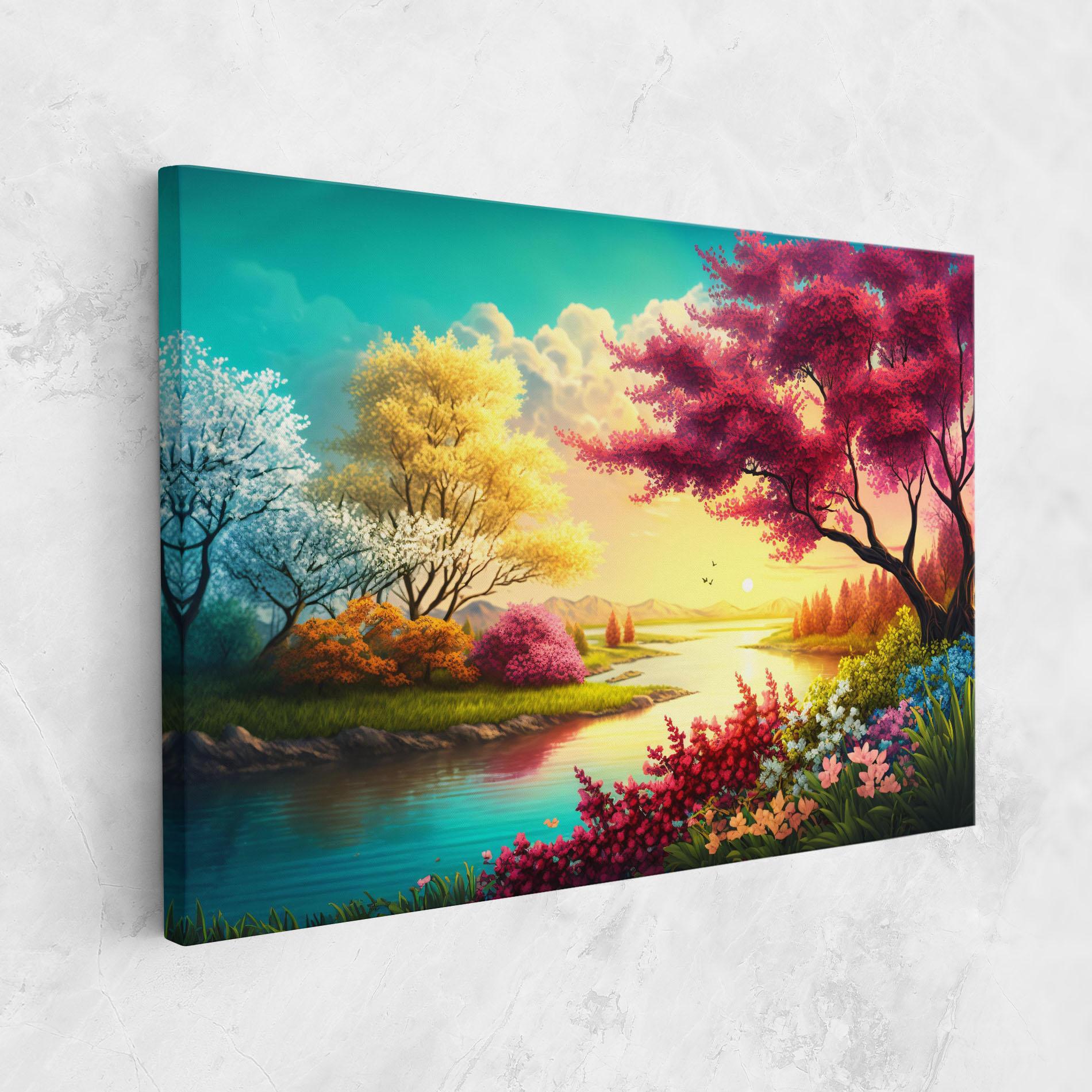 Vászonkép Pink Yellow Trees mockup 1