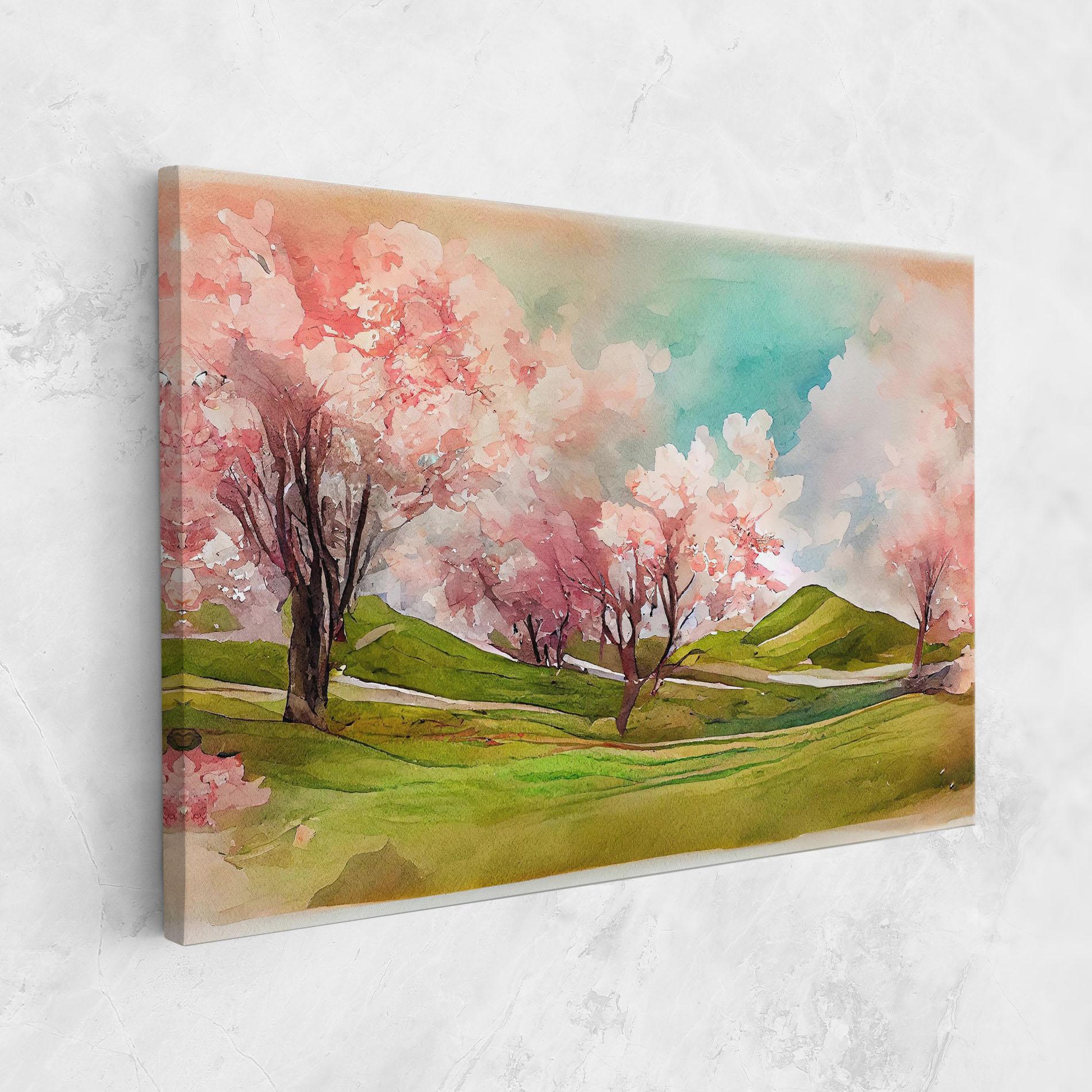 Vászonkép Spring Trees Painting mockup 1