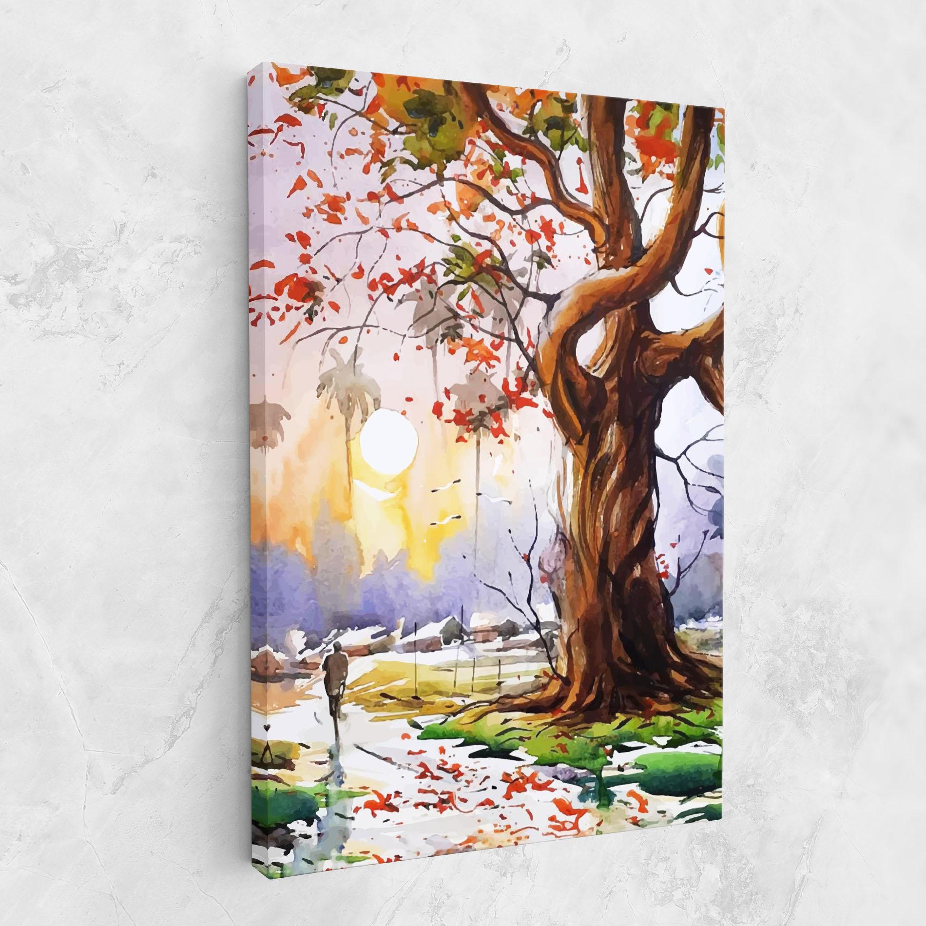 Vászonkép Watercolor Spring Tree mockup 1