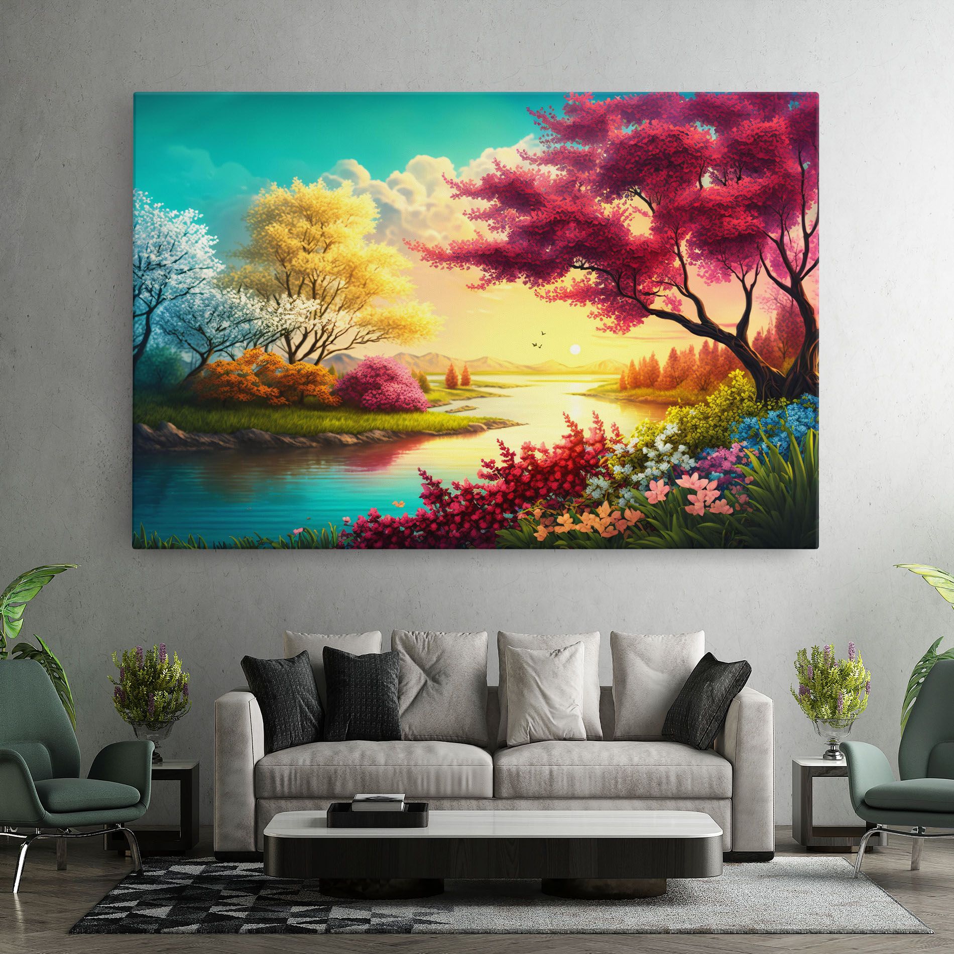 Pink Yellow Trees mockup 7