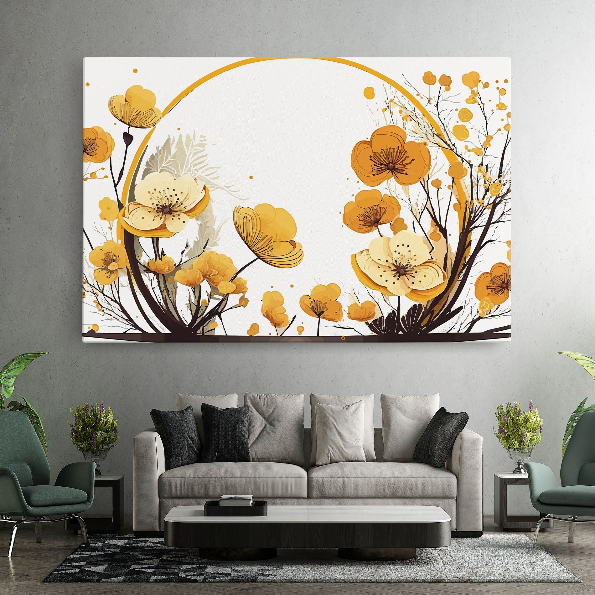 Yellow Circle Flowers mockup 7