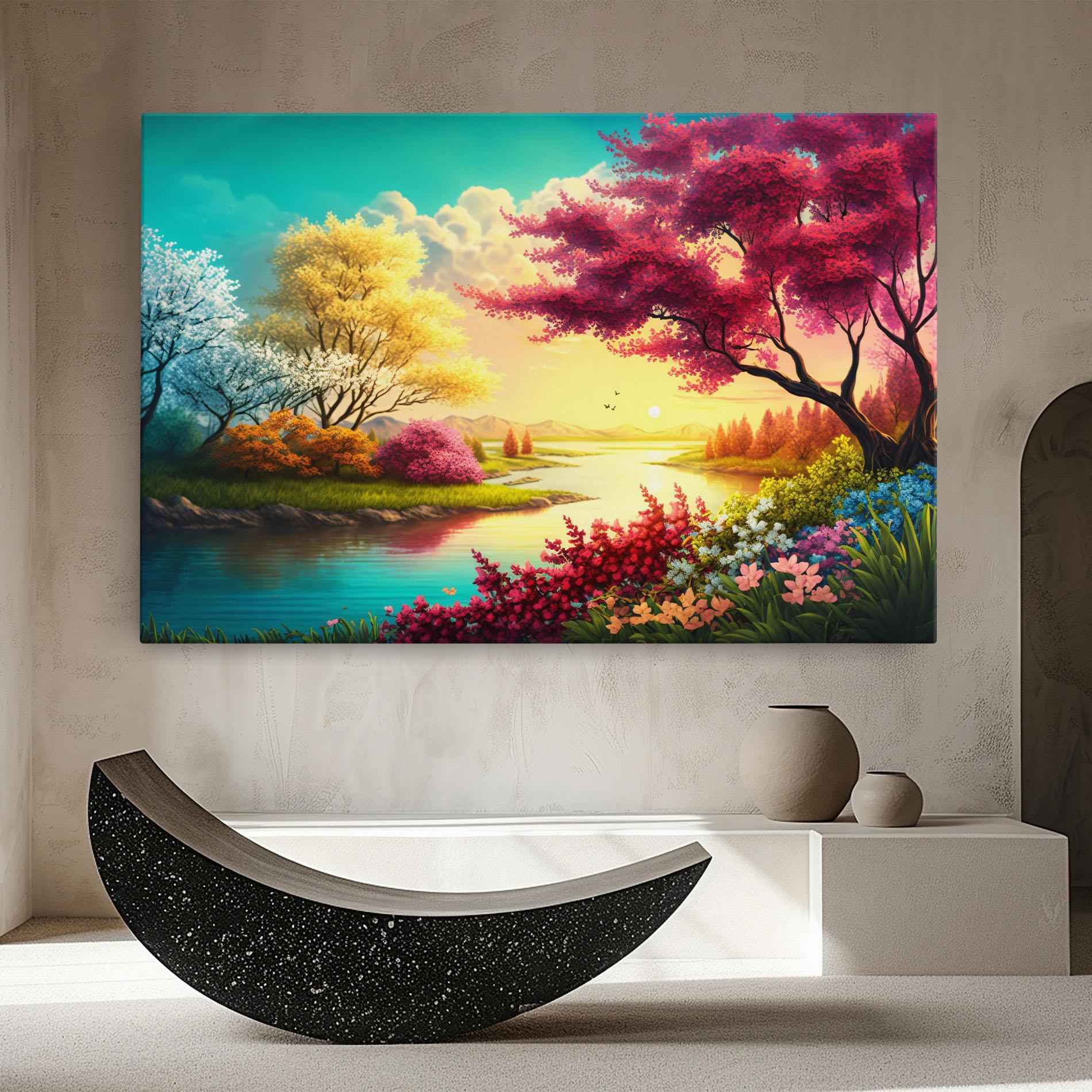 Vászonkép Pink Yellow Trees mockup 8