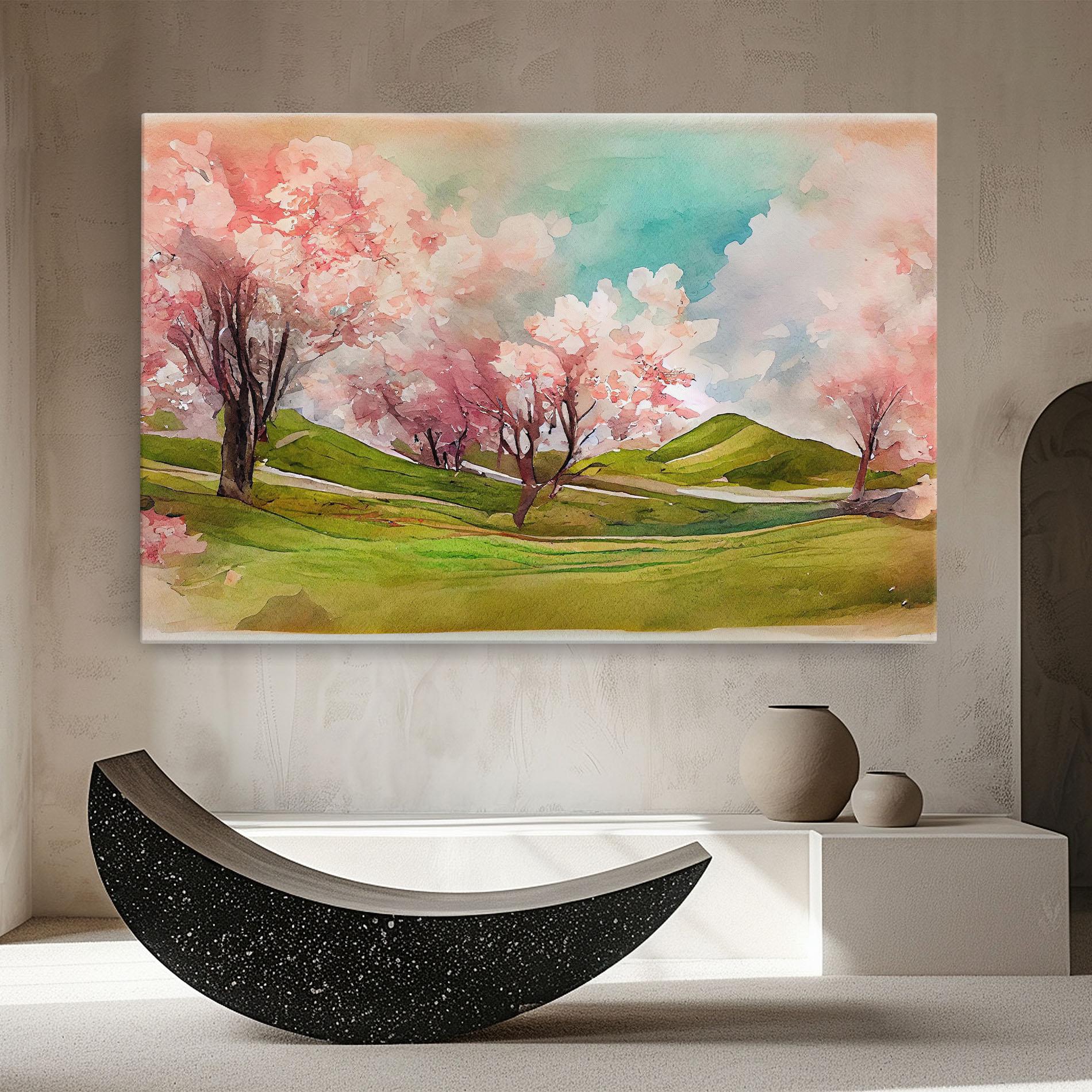 Vászonkép Spring Trees Painting mockup 8