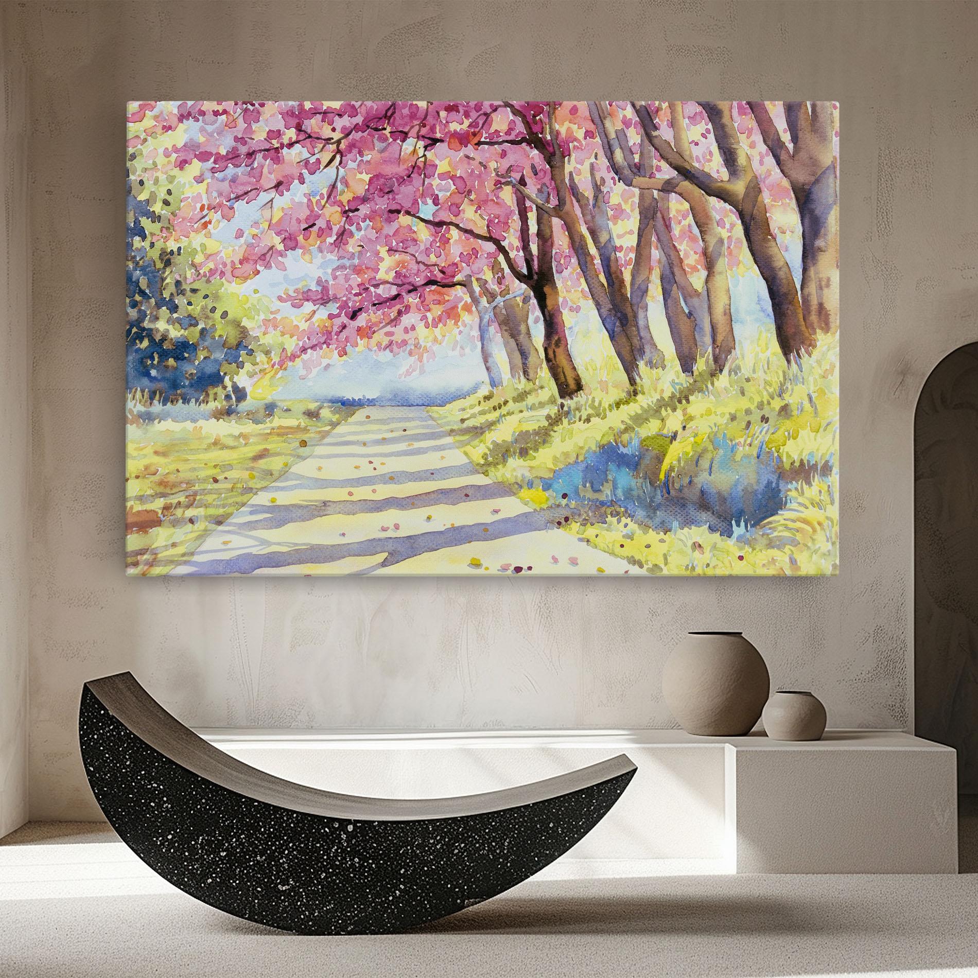 Vászonkép Watercolor Spring Landscape mockup 8