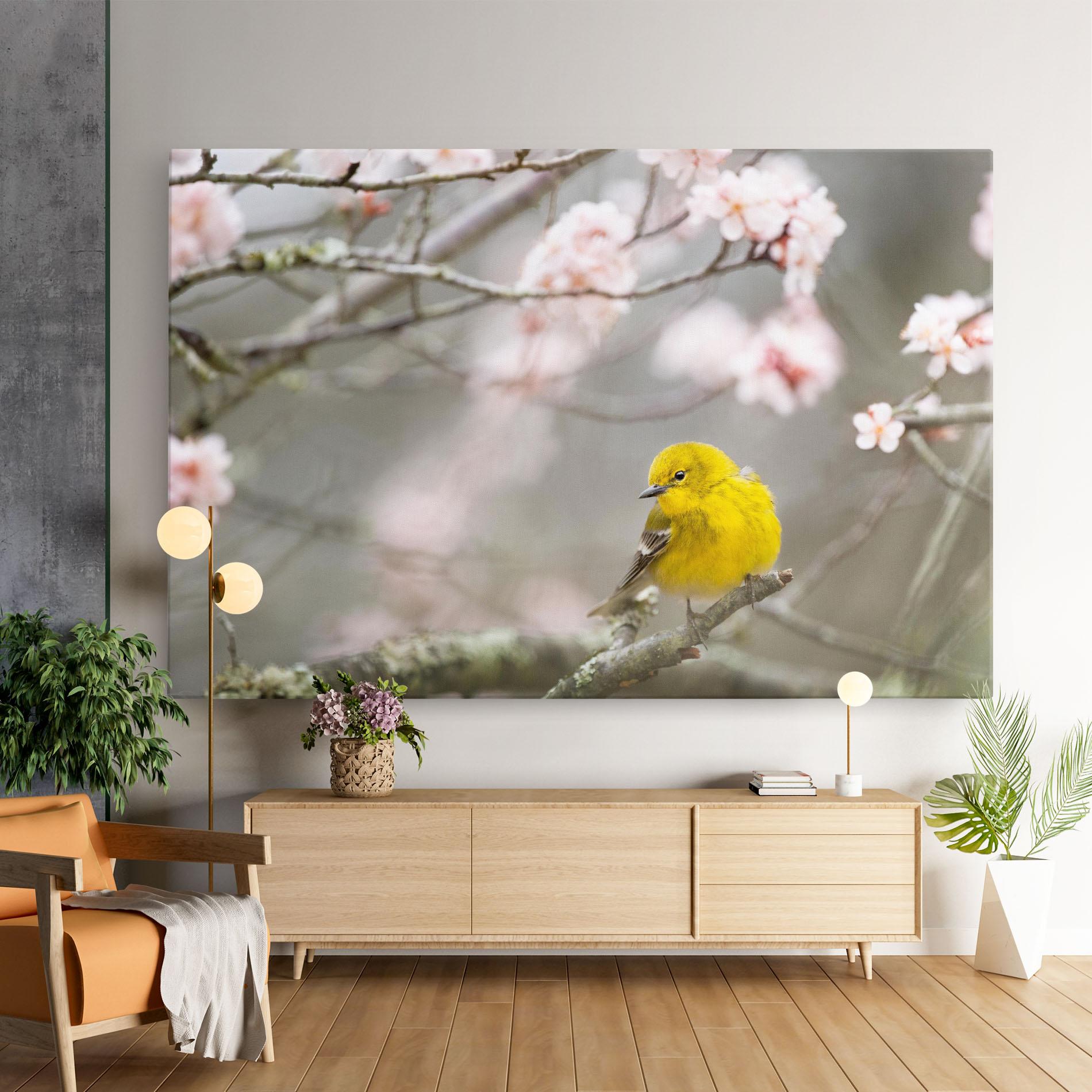 Vászonkép Pretty Spring Yellow Bird mockup 9