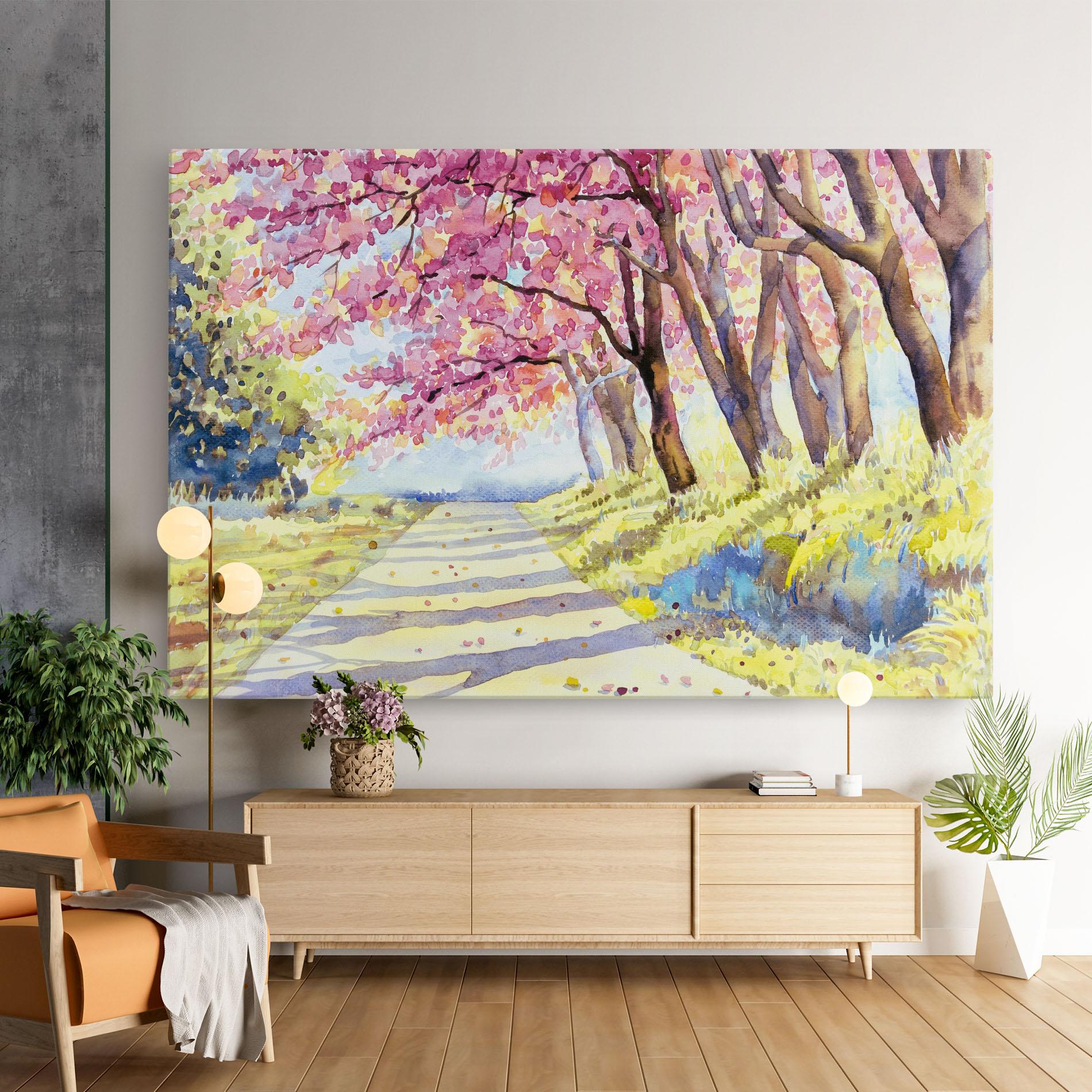 Vászonkép Watercolor Spring Landscape mockup 9