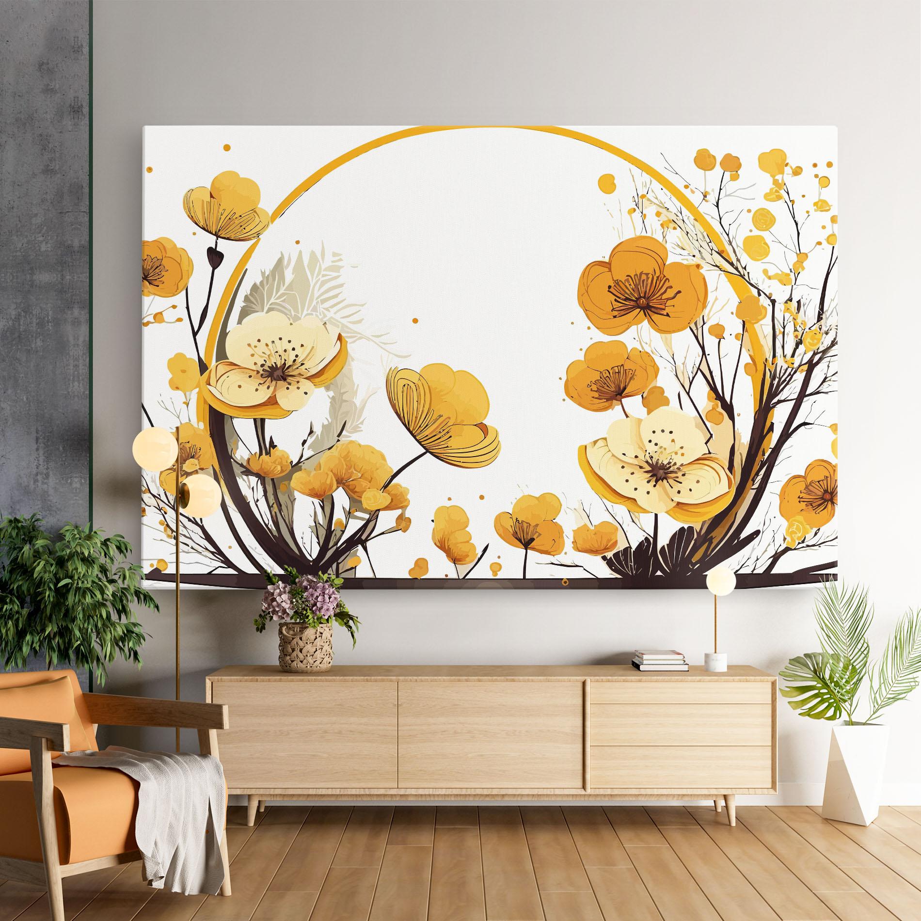 Vászonkép Yellow Circle Flowers mockup 9