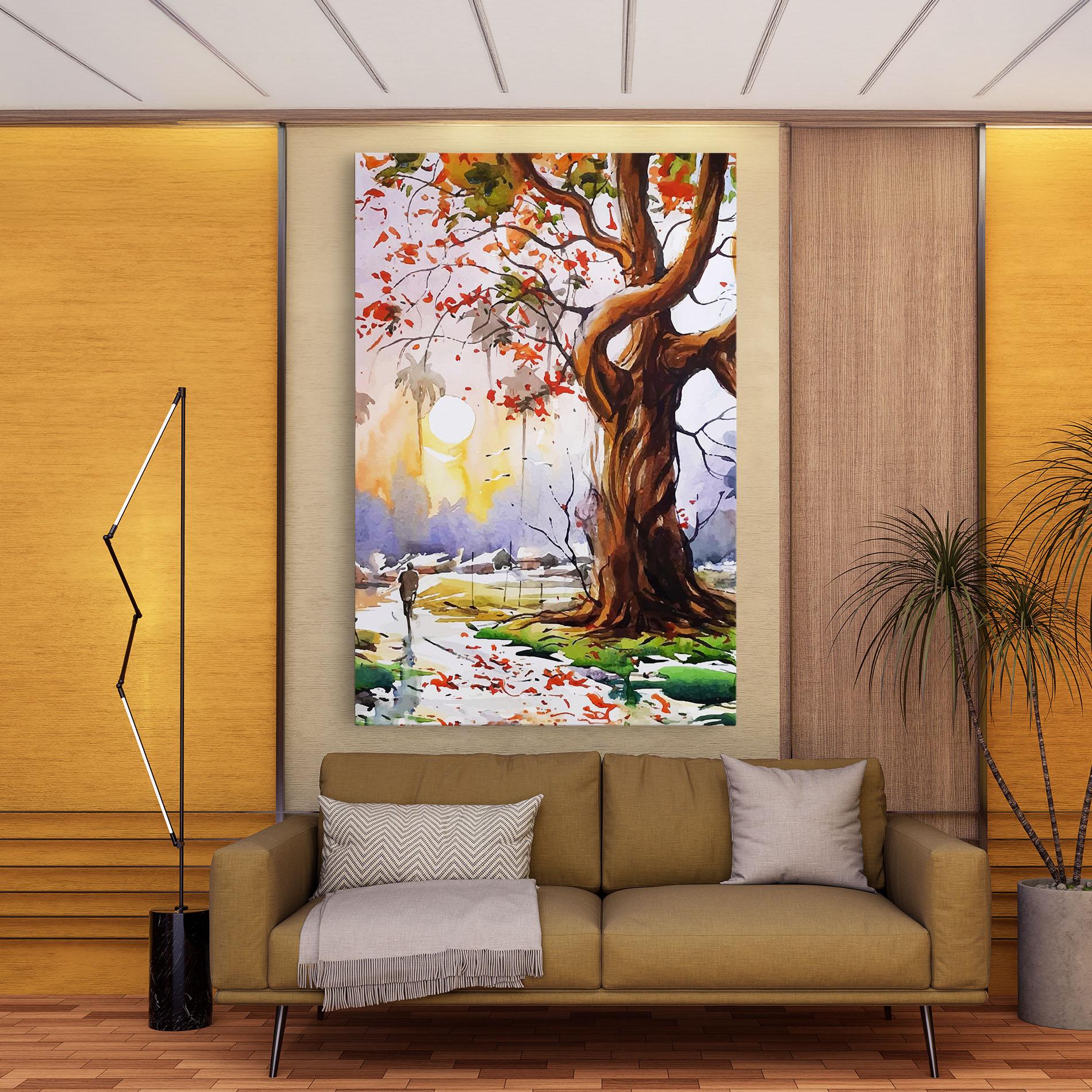 Vászonkép Watercolor Spring Tree mockup 9