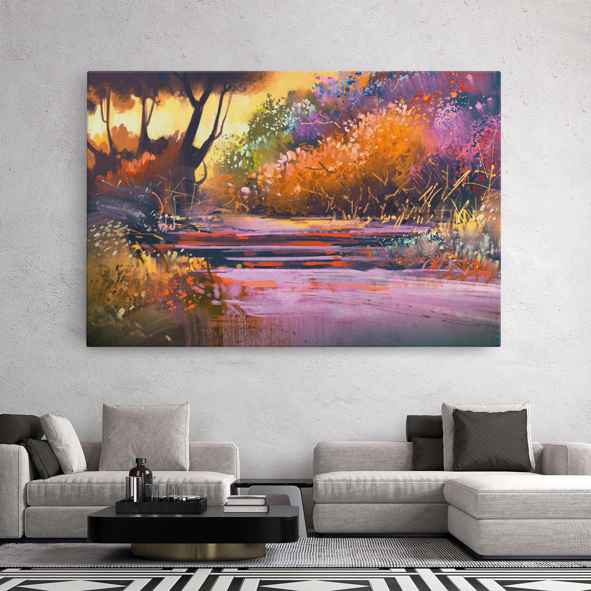 Vászonkép Landscape Colorful Trees mockup 2