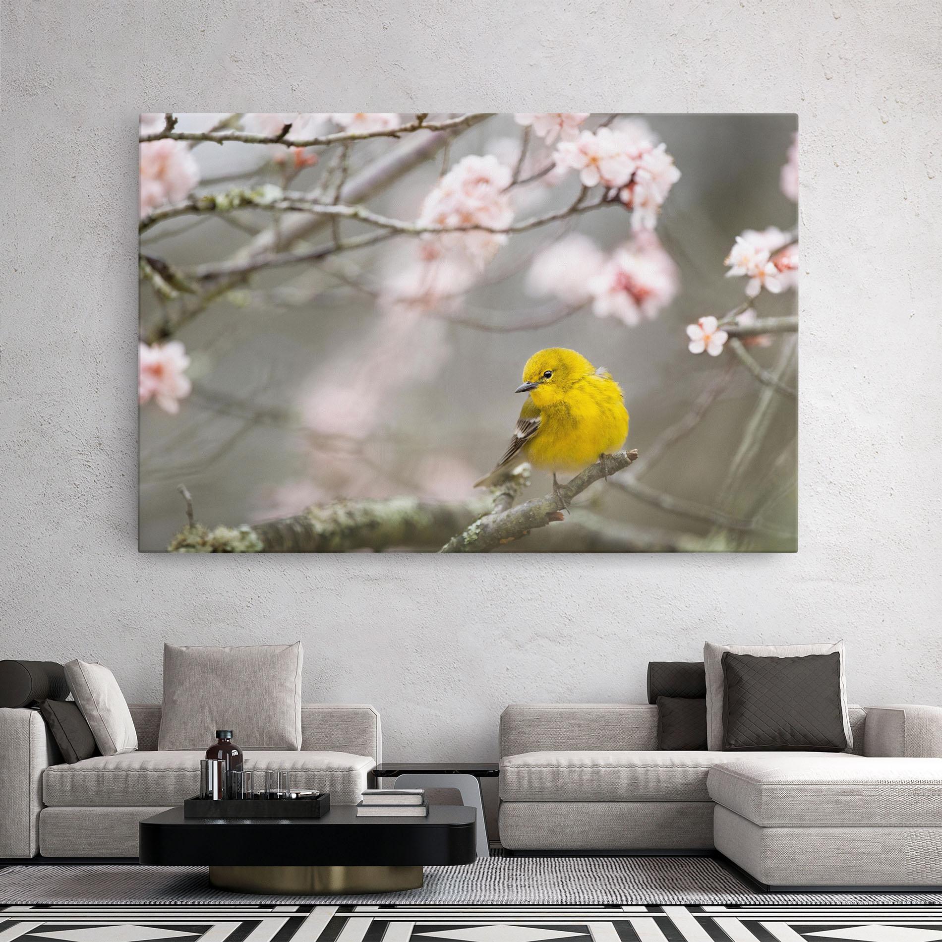 Vászonkép Pretty Spring Yellow Bird mockup 2