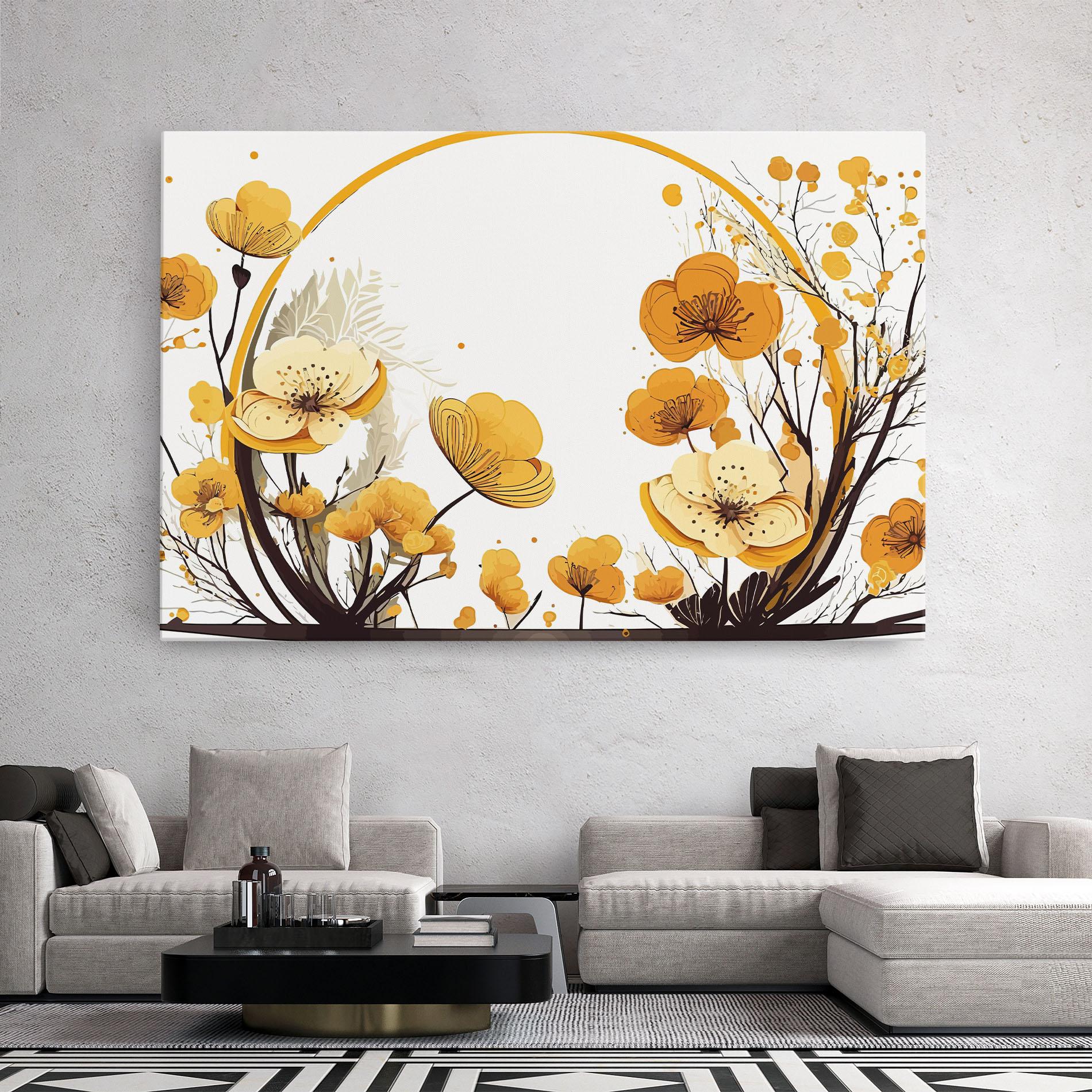 Vászonkép Yellow Circle Flowers mockup 2