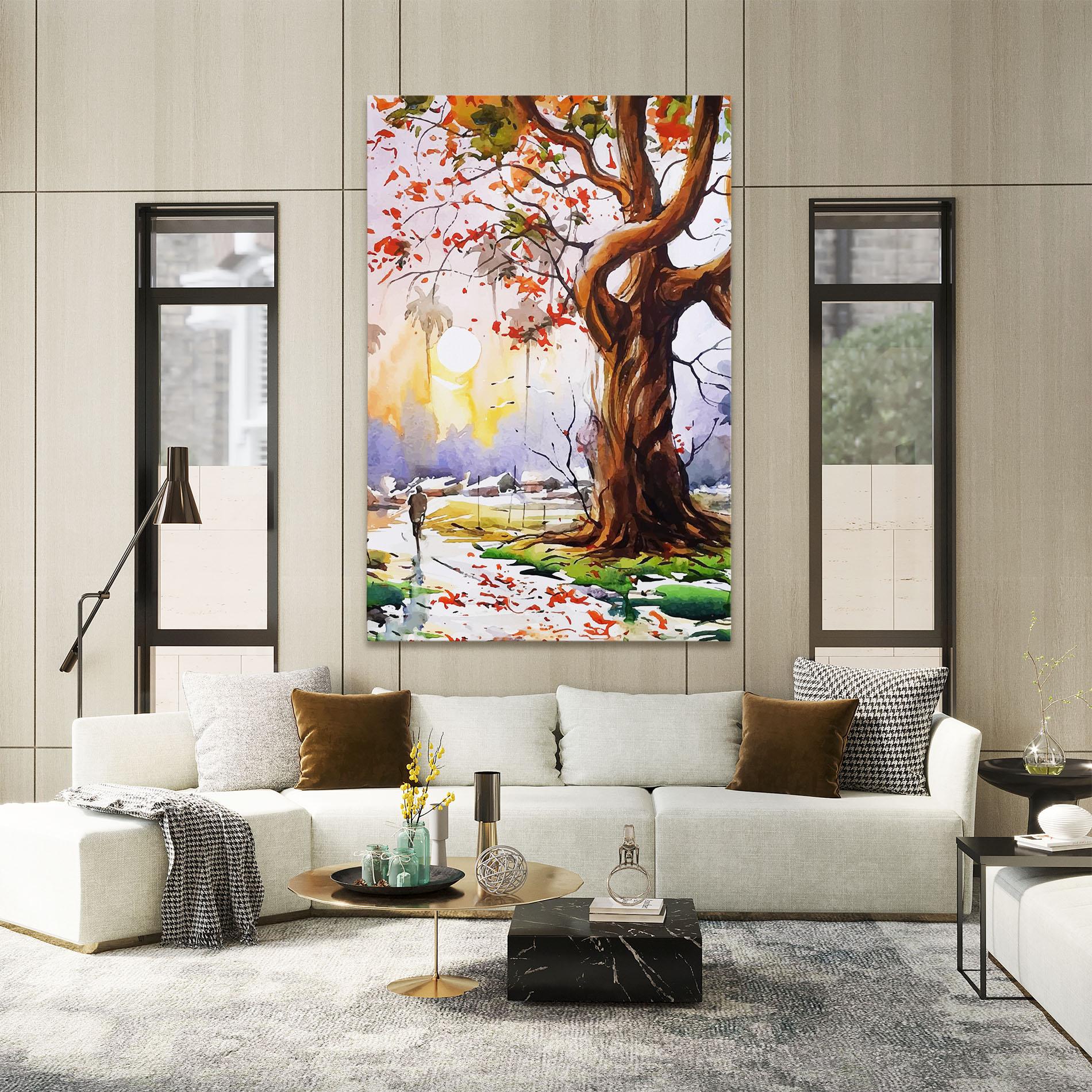 Vászonkép Watercolor Spring Tree mockup 2