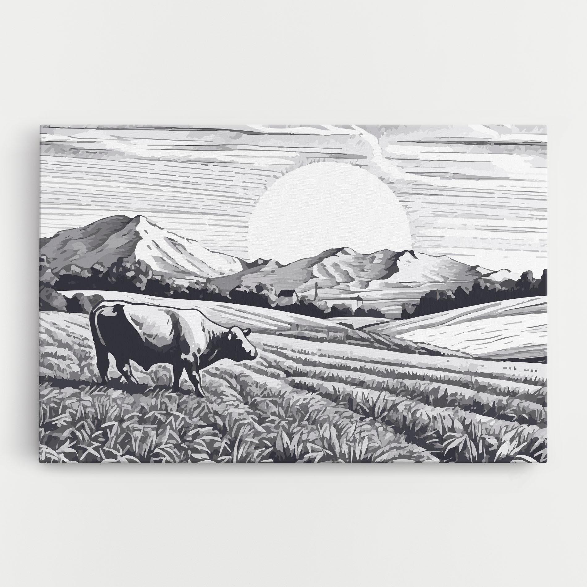 Vászonkép Cow Grey Ink mockup 0