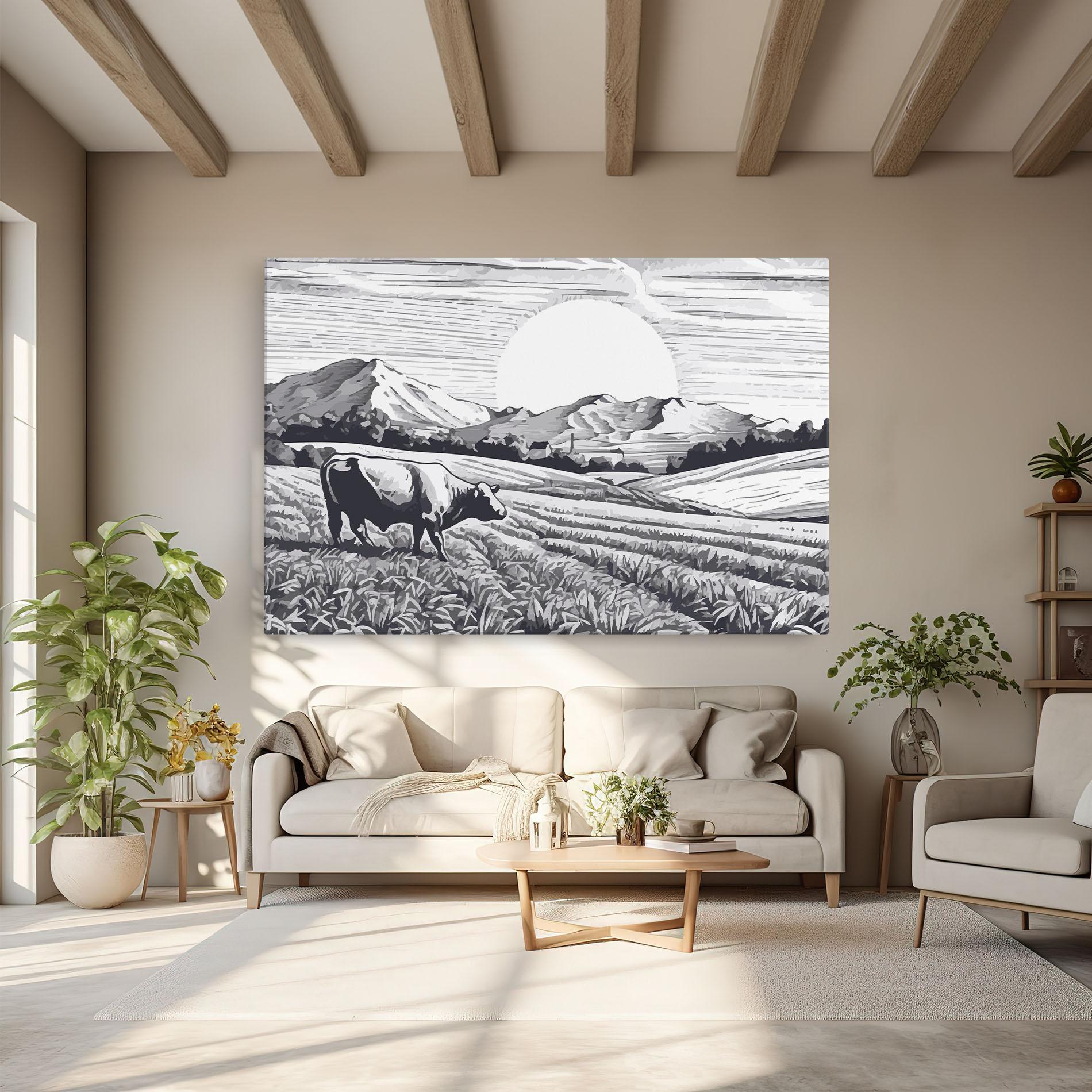 Vászonkép Cow Grey Ink mockup 6