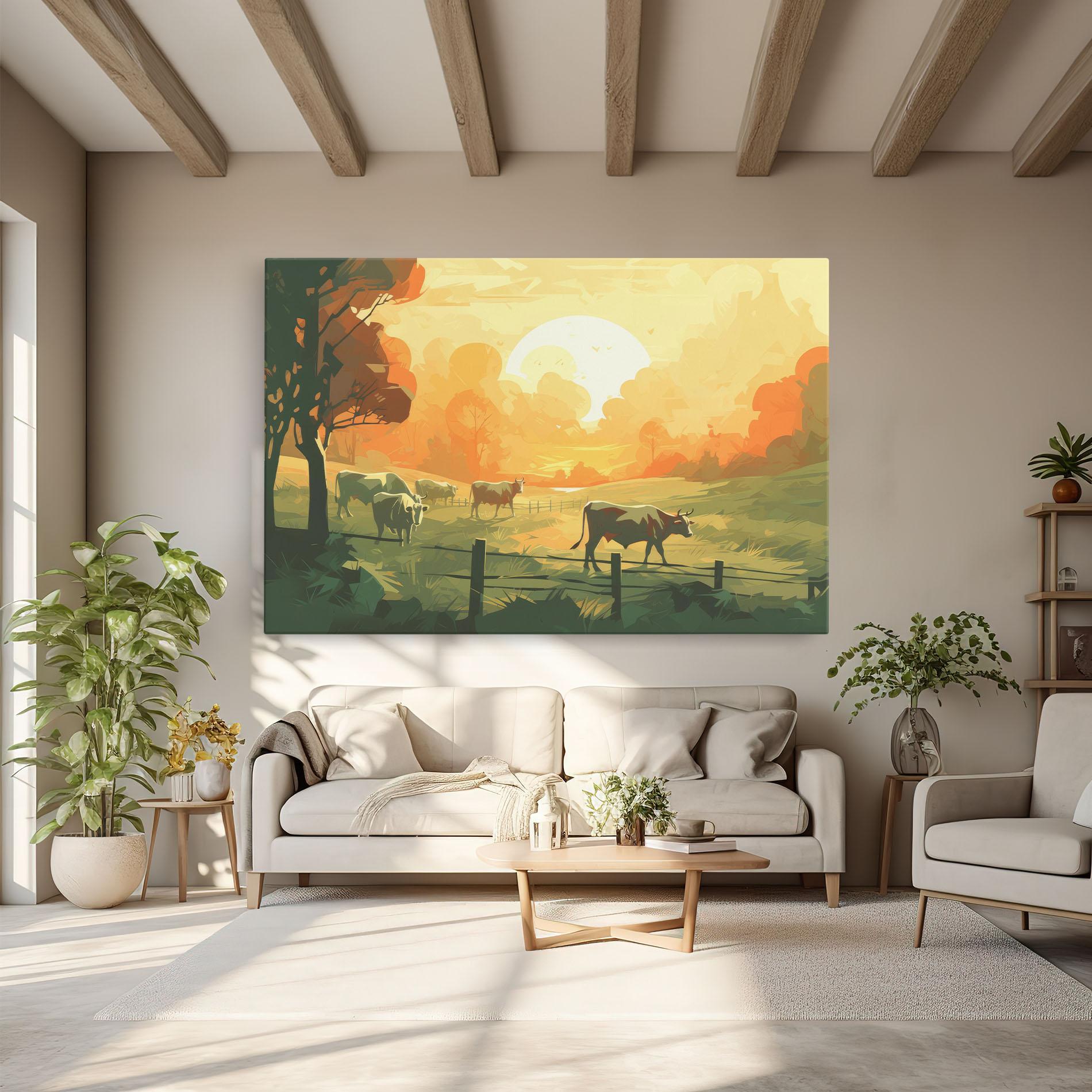 Vászonkép Cows Grazing mockup 6