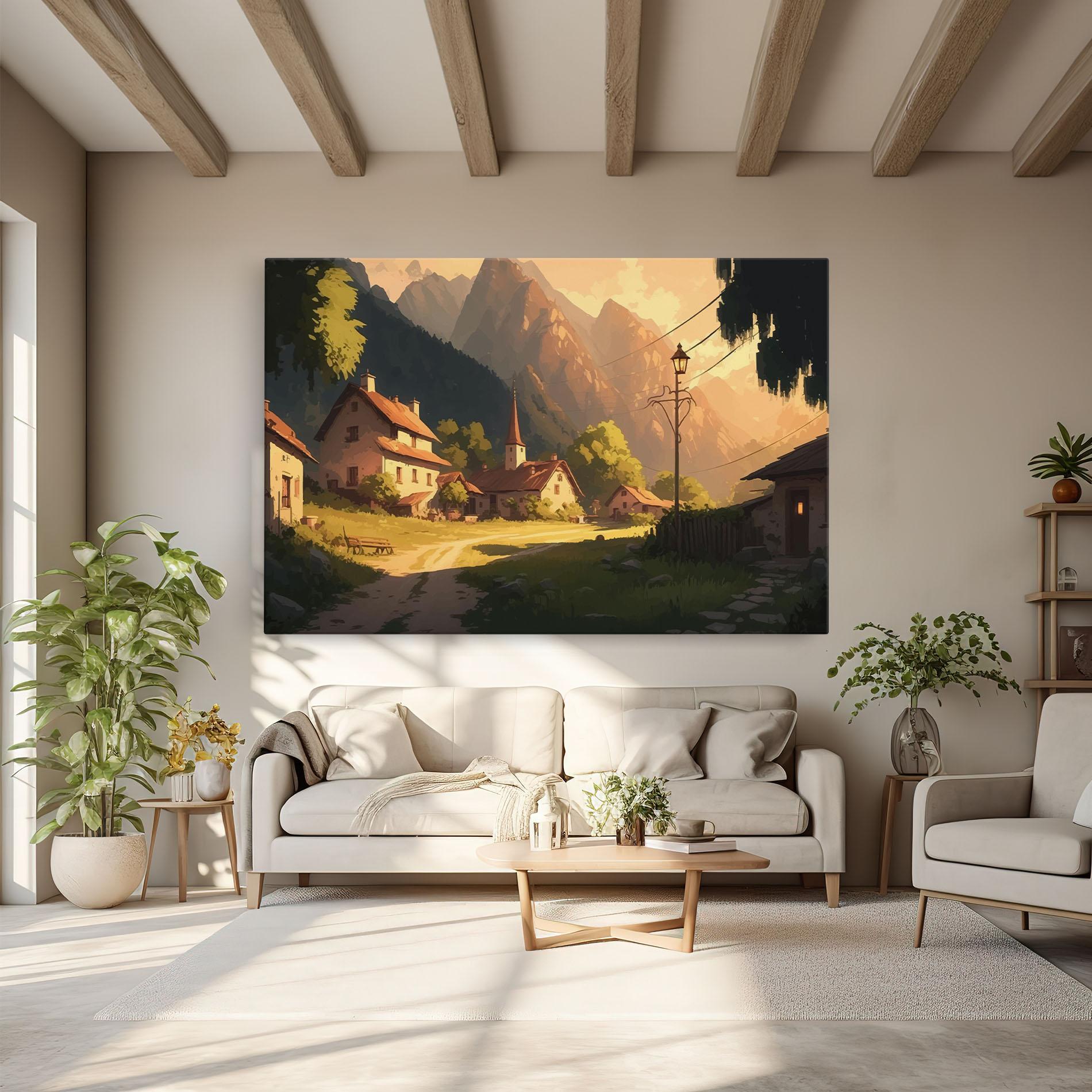 Vászonkép Grassy Village View mockup 6