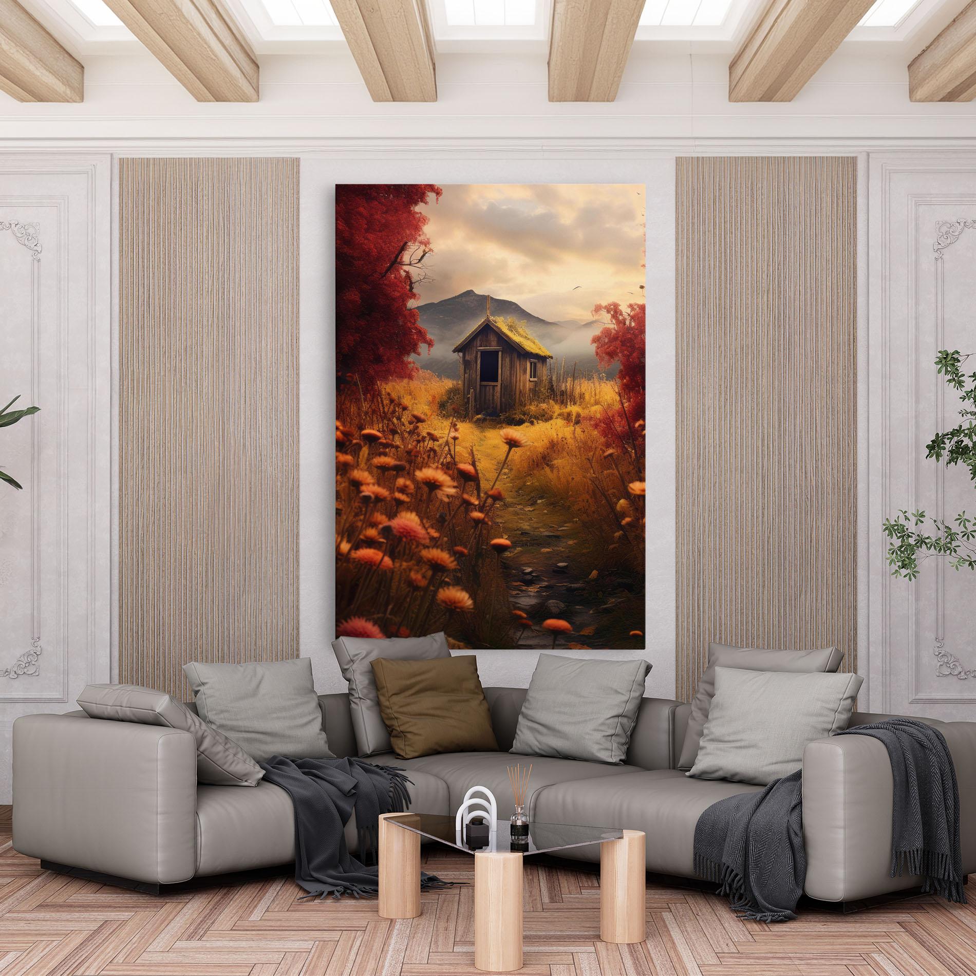 Vászonkép Small Cabin Field mockup 6