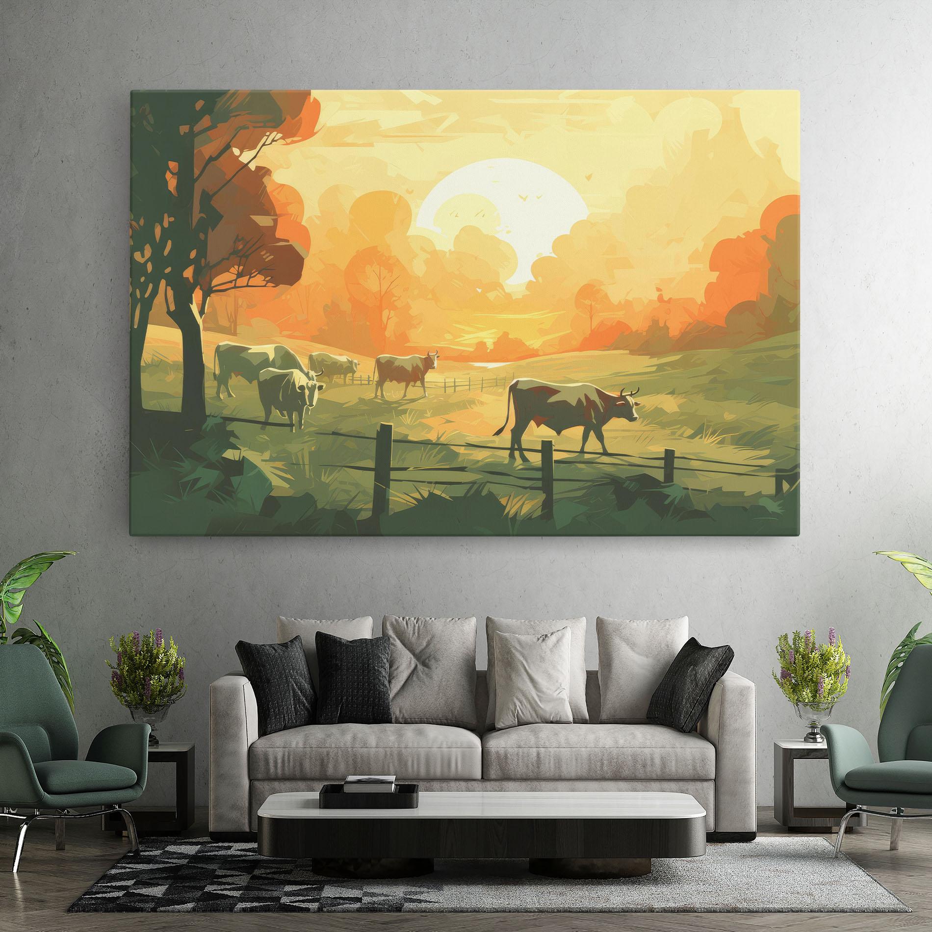 Vászonkép Cows Grazing mockup 7