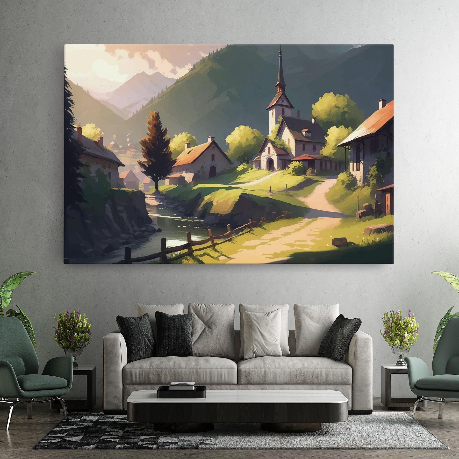 Vászonkép Village Church Art mockup 7