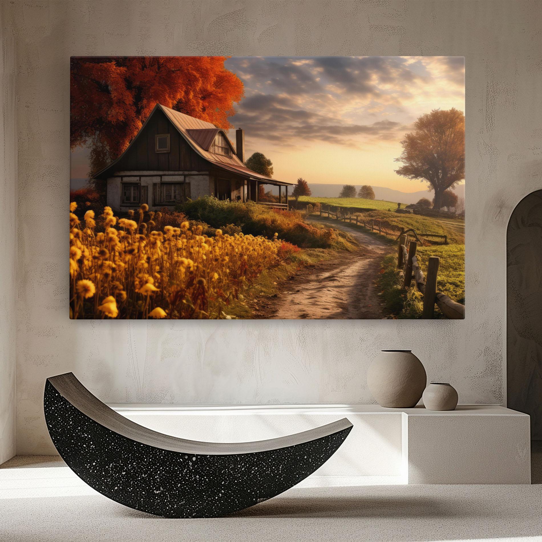 Vászonkép Autumn Farm House mockup 8
