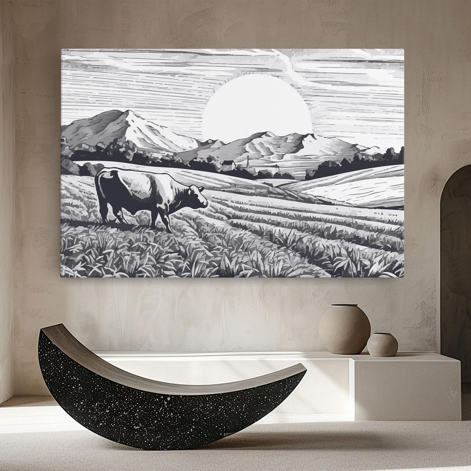 Vászonkép Cow Grey Ink mockup 8